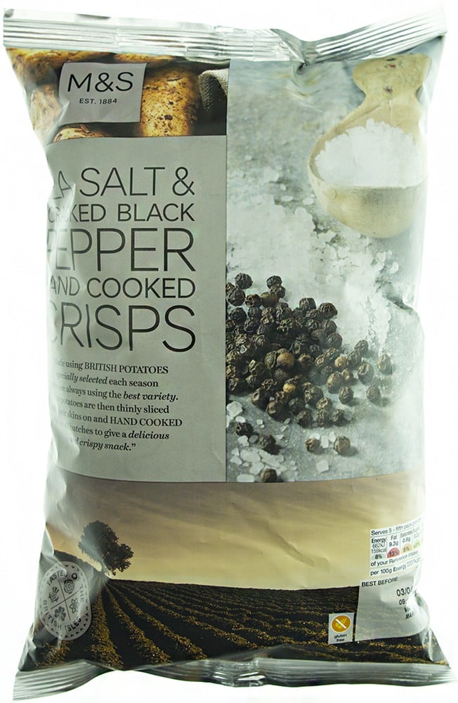Marks & Spencer Burgonya chips fekete borssal és tengeri sóval