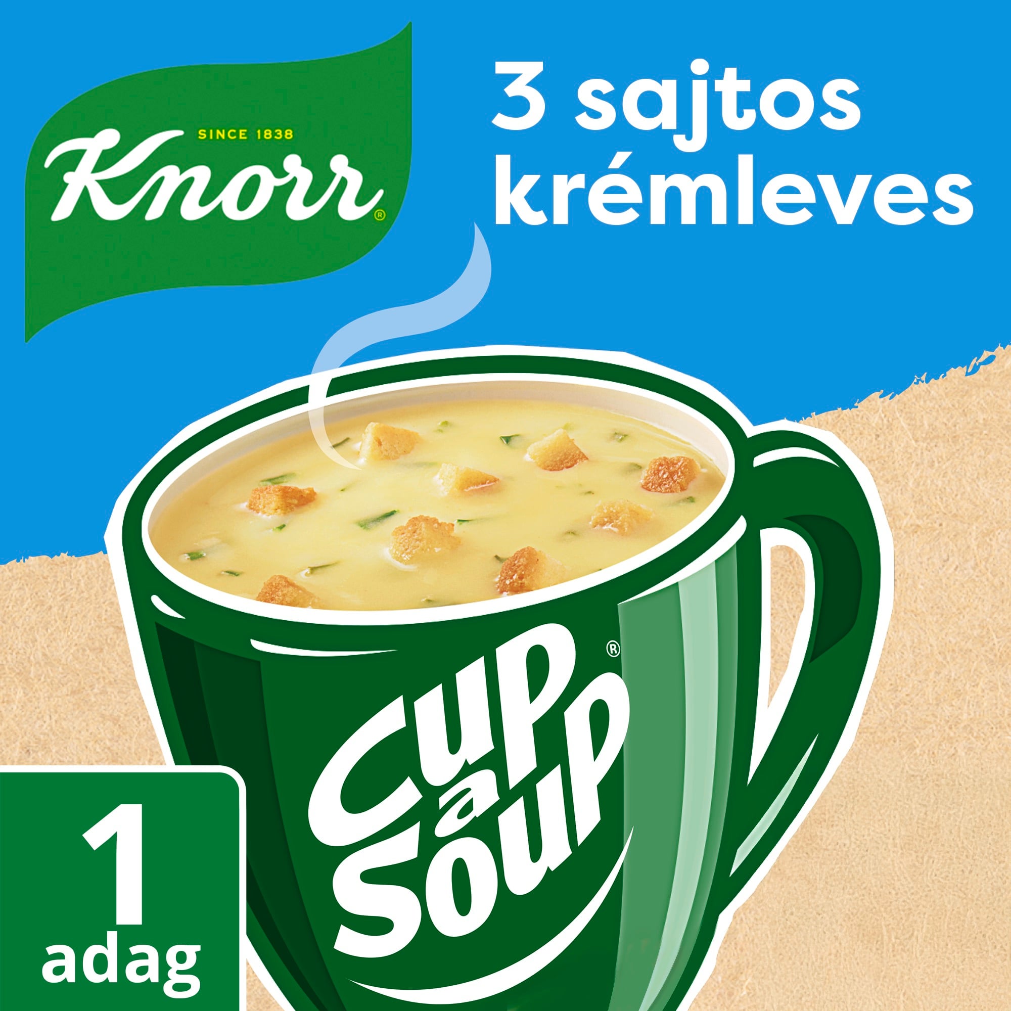 Knorr Cup a Soup 3 sajtkrémleves zsemlekockával