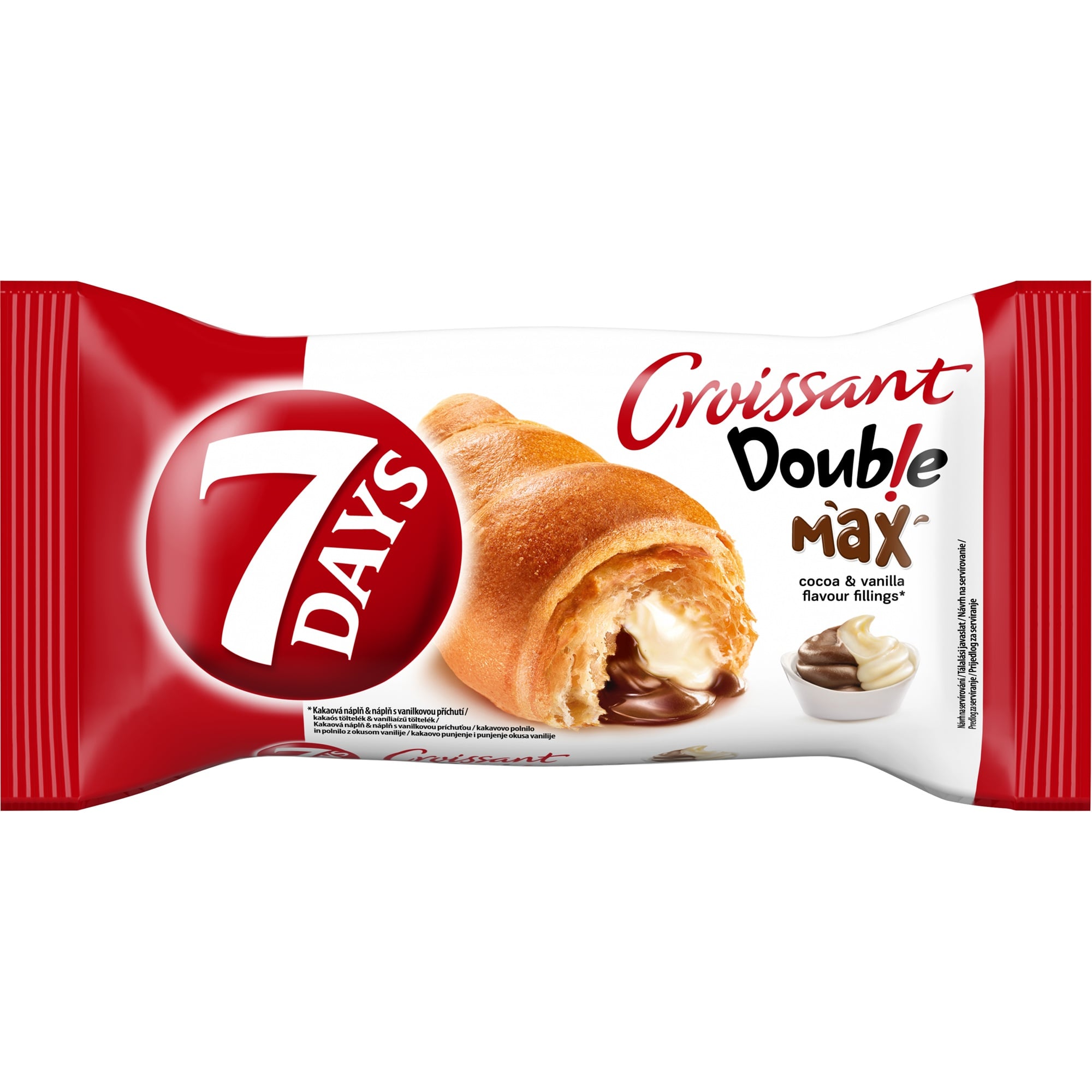 7Days Doub!e Max Croissant Kakaós és Vanília Ízű Töltelékkel