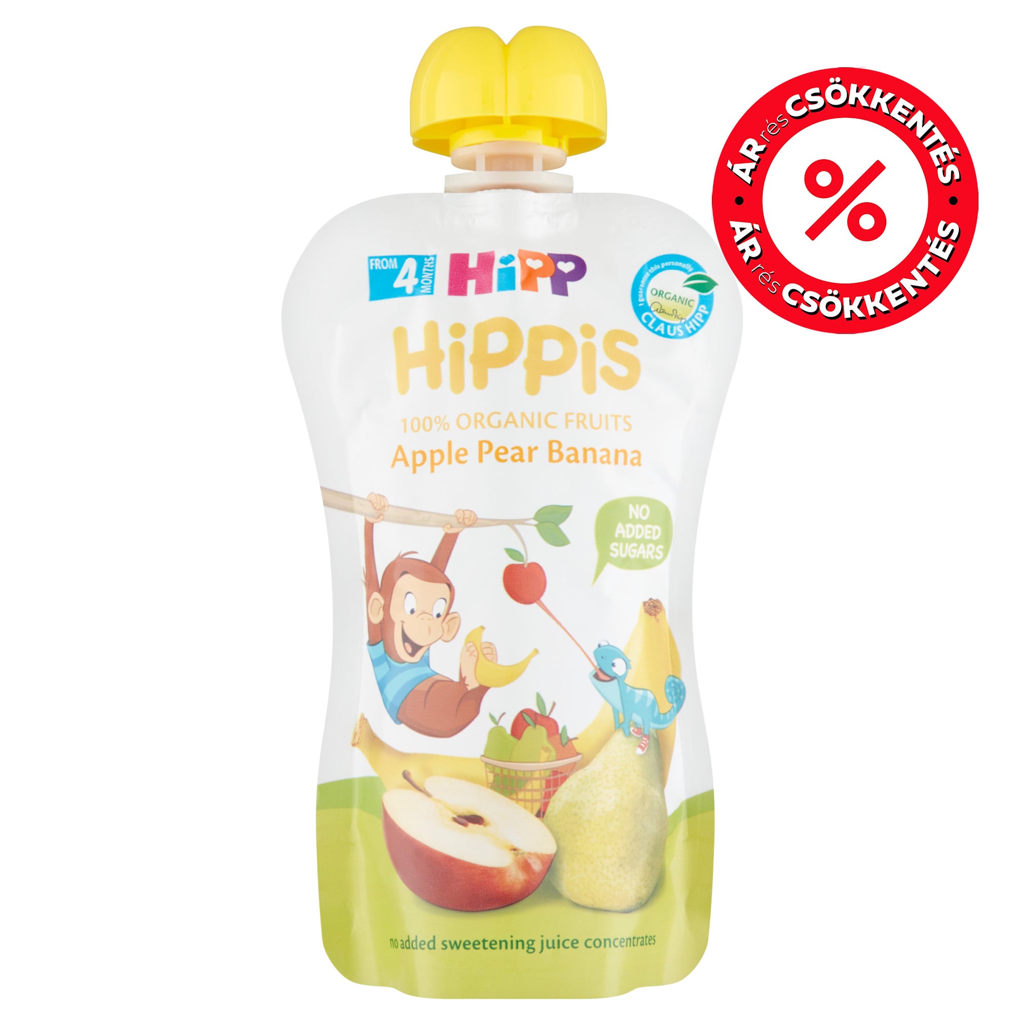 Hipp BIO HiPPiS Alma-Körte-Banán 4 hónapos kortól