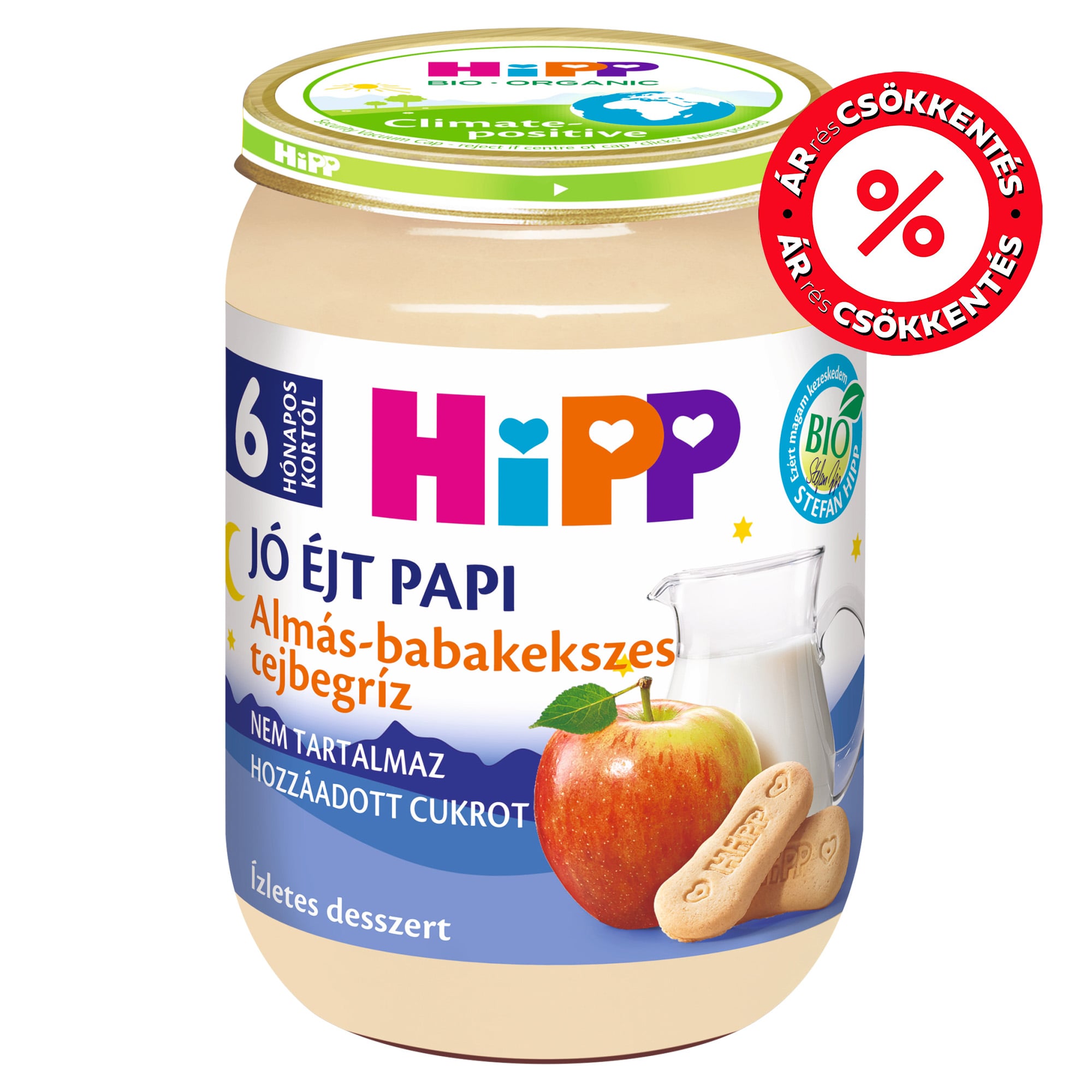 HiPP Jó Éjt Papi BIO almás-babakekszes tejbegríz bébidesszert 6 hónapos kortól