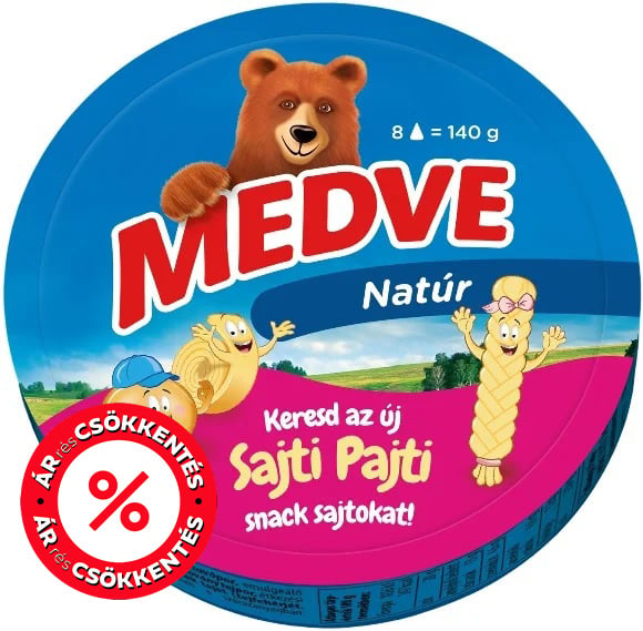 Medve natúr, kenhető, zsíros, ömlesztett sajt