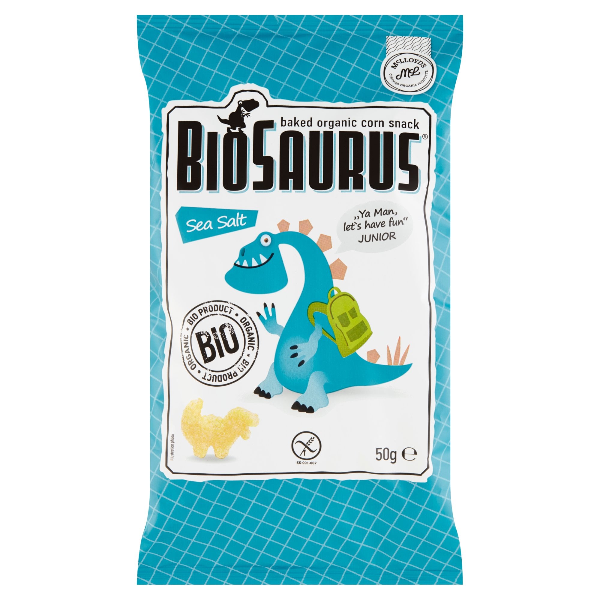 BioSaurus Junior Kukoricás BIO snack, tengeri sós