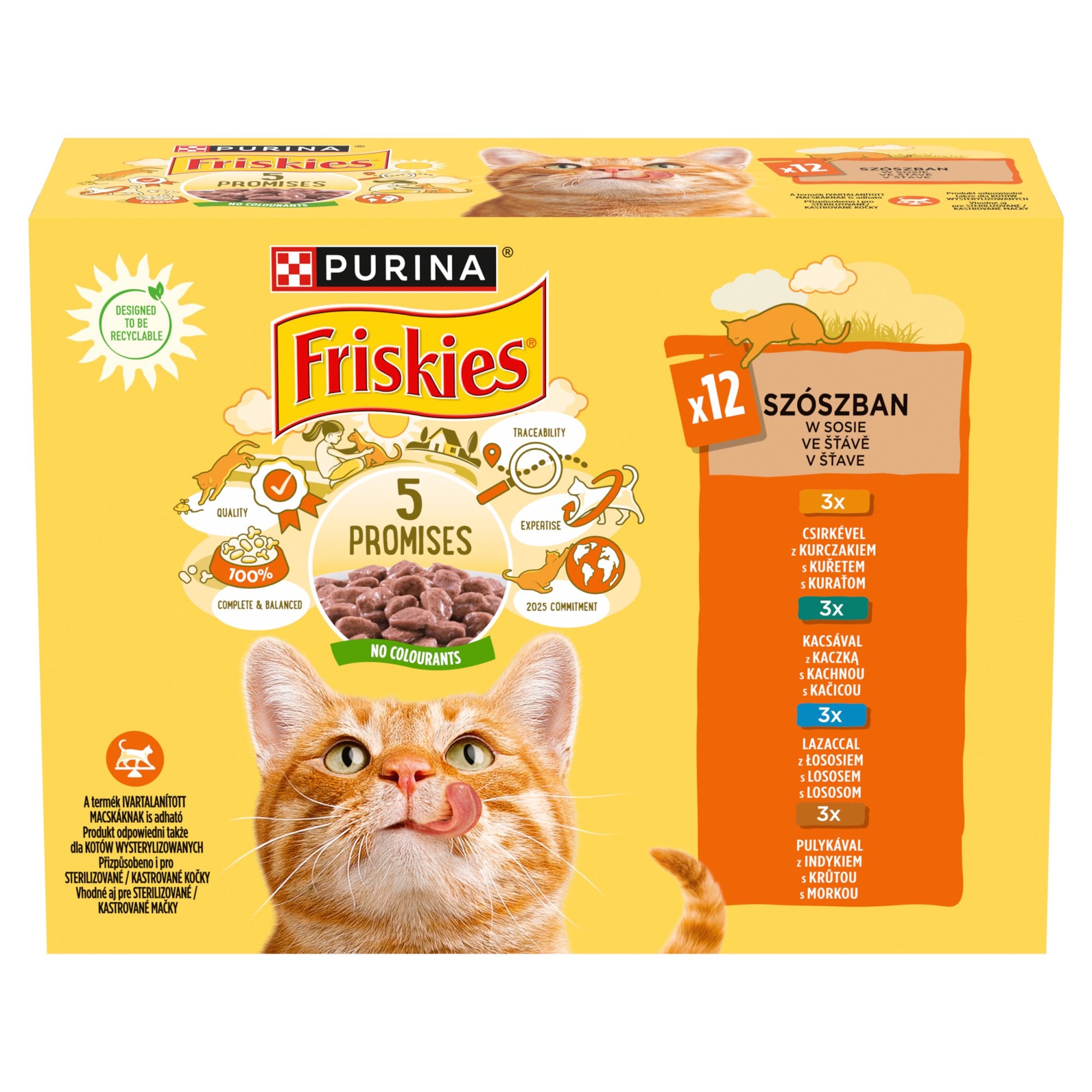 Friskies Szószban Csirkével/Kacsával/Lazaccal/Pulykával nedves macskaeledel