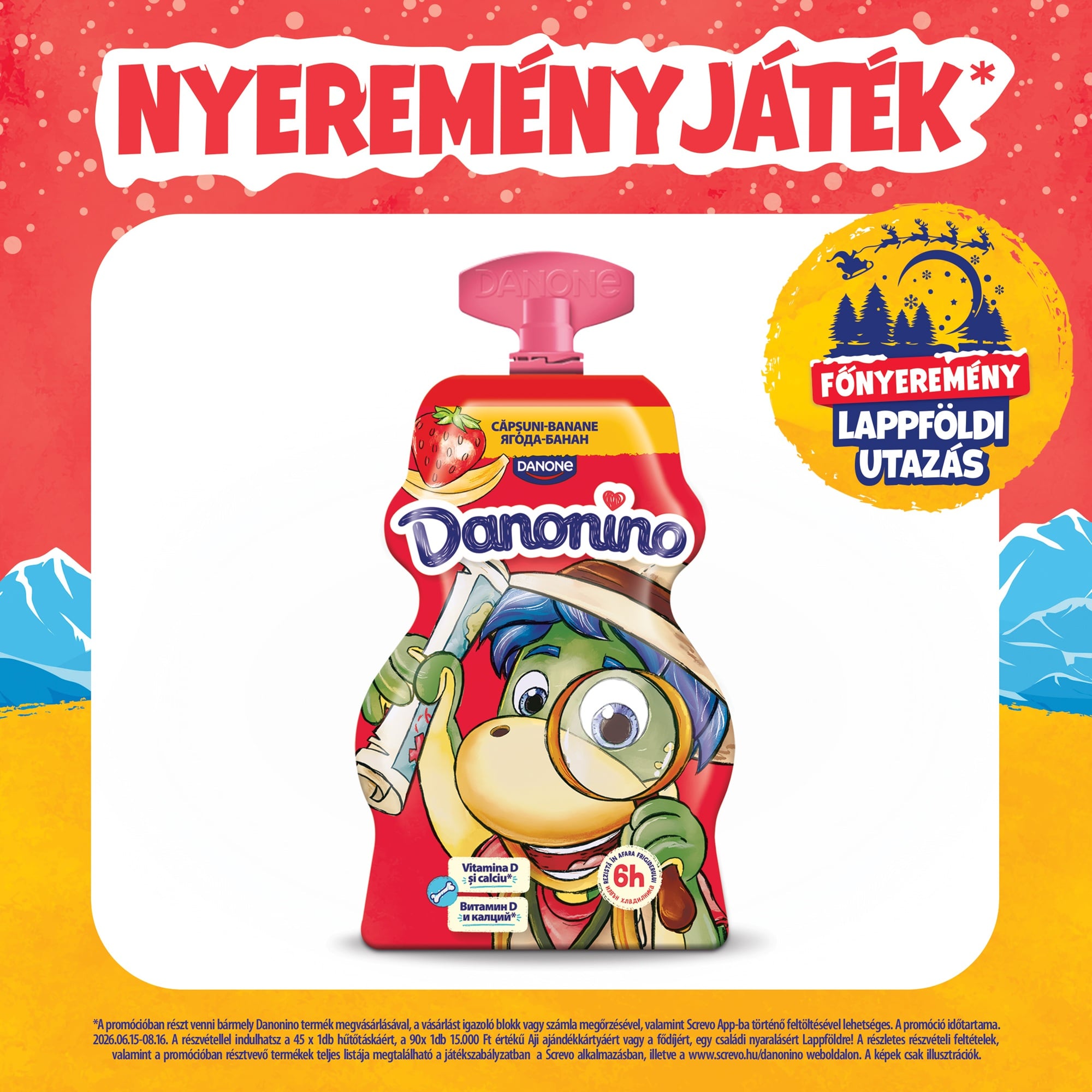 Danone Danonino Eper-Banán ízű joghurt tasak gyerekeknek hozzáadott kalciummal és D-vitaminnal