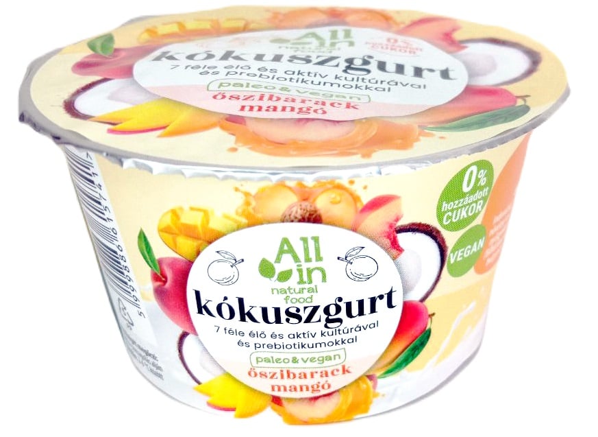 All in Natural Food Őszibarack-mangó élőflórás kókuszgurt