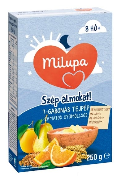 Milupa Szép álmokat! zamatos gyümölcsös 7-gabonás tejpép 225 g 8 hónapos kortól