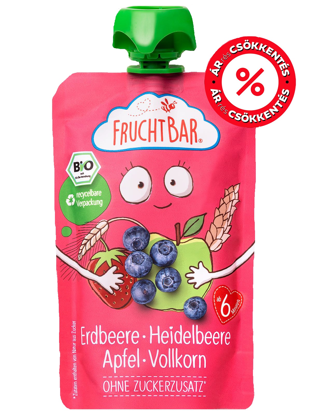 Fruchtbar BIO Eper, Áfonya, Alma Teljes kiörlésű gabona 6 hónapos kortól