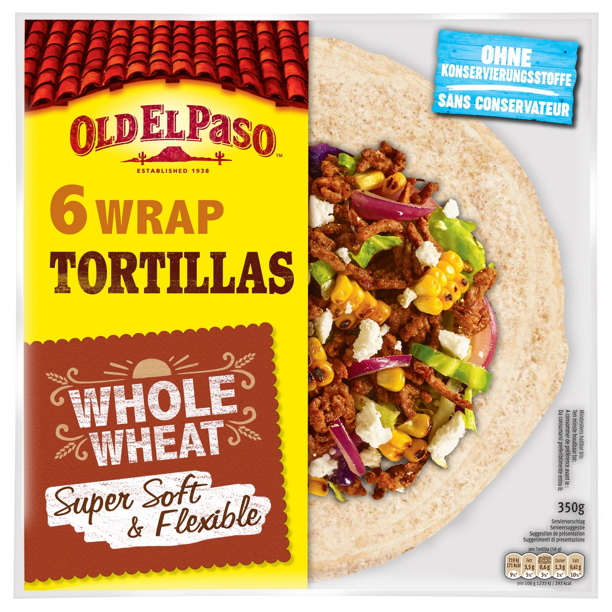 Old El Paso Tortilla búzalepény teljes kiőrlésű búzalisztből
