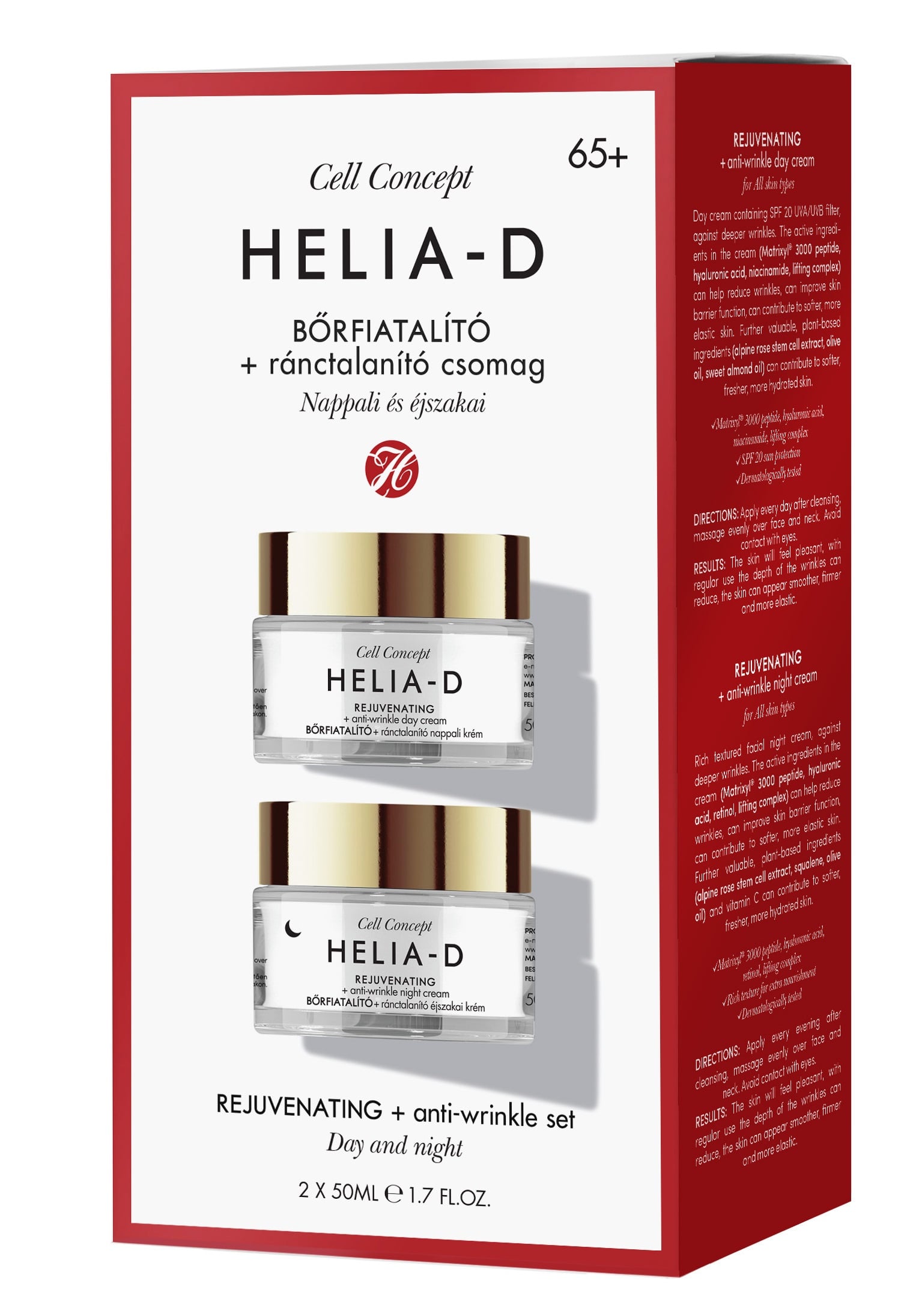 Helia-D Cell Concept Bőrfiatalító + Ránctalanító Krém 65+ Csomag 2x50 ml