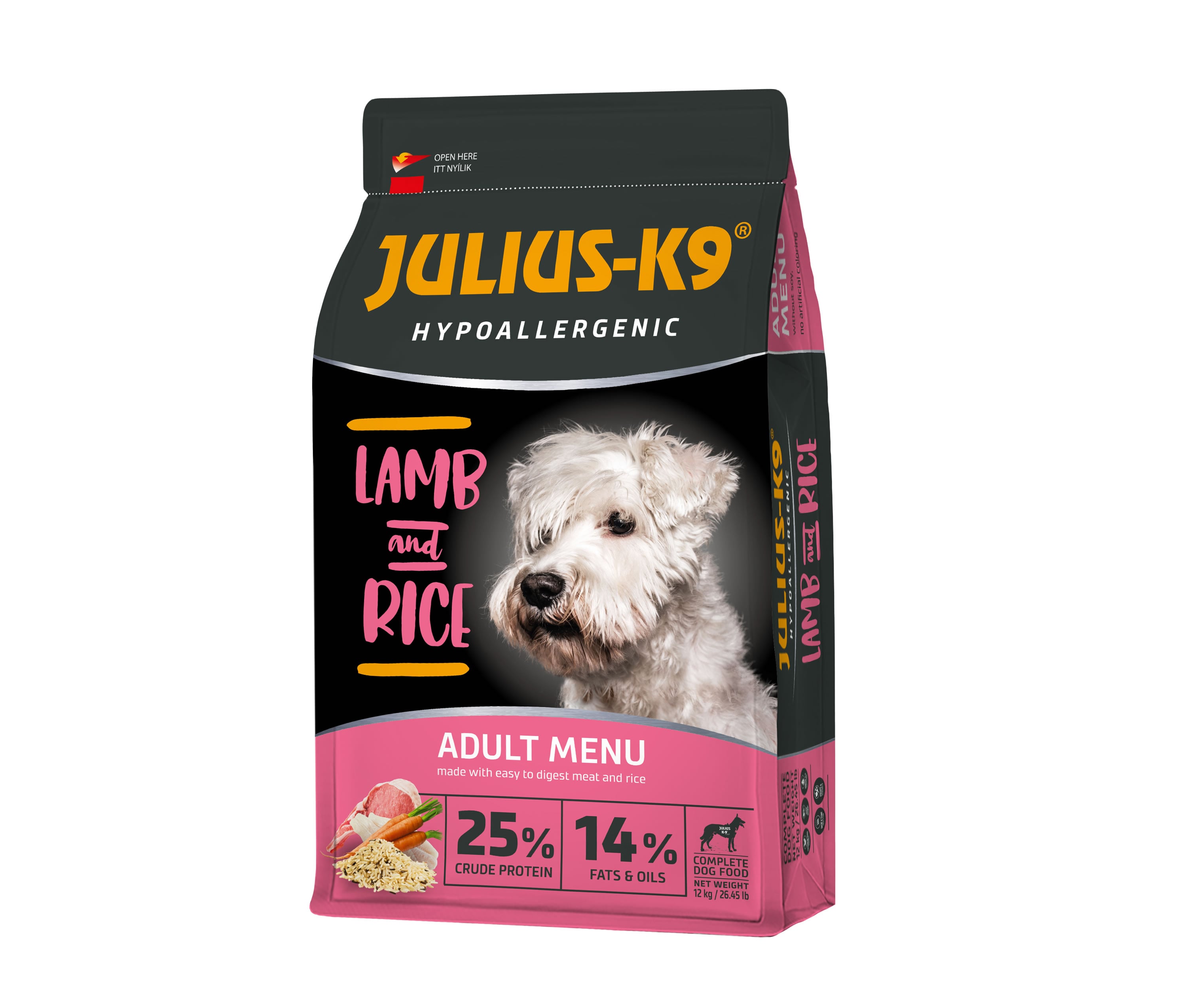 Julius-K9 HighPremium Adult hipoallergén száraztáp felnőtt kutyáknak, bárány-rizs