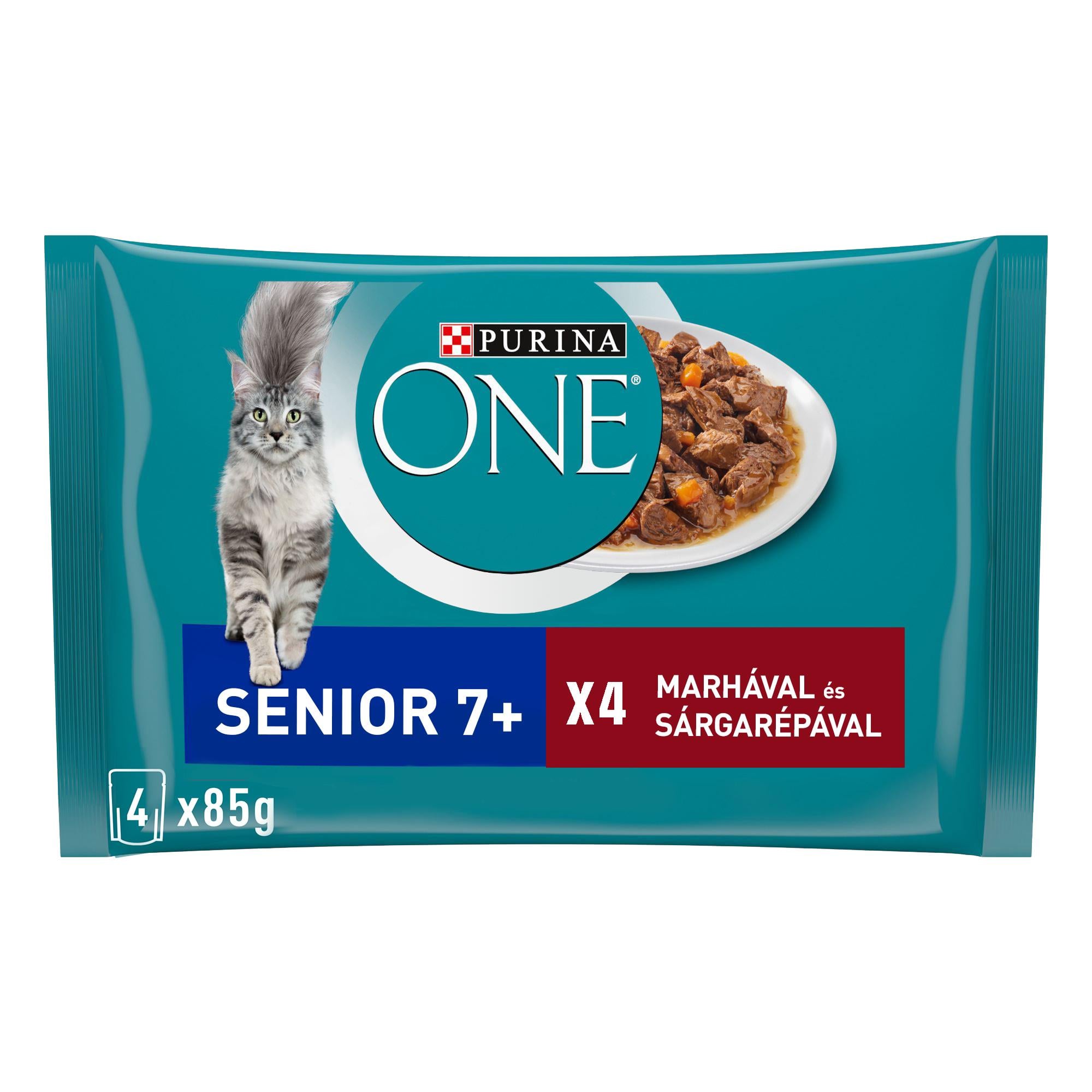 Purina One Senior Marhával és sárgarépával nedves macskaeledel