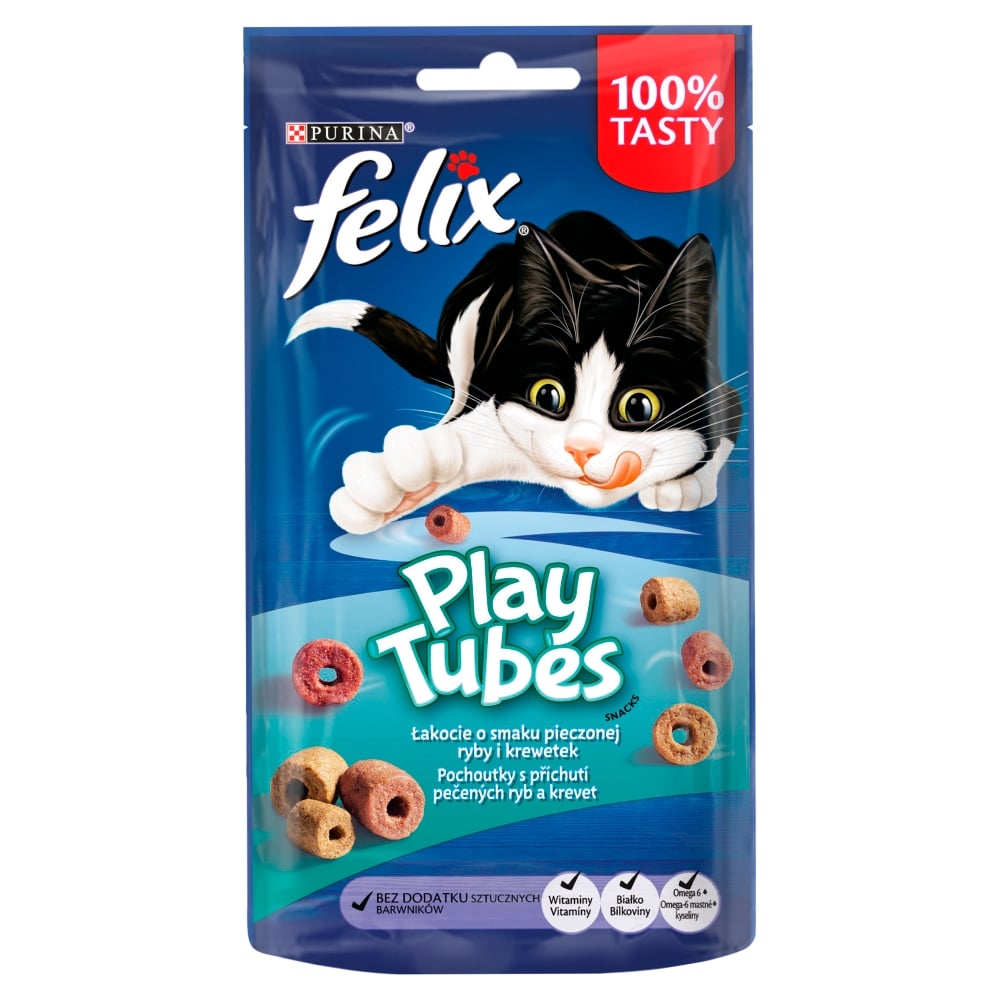 Felix Play Tubes Hal és Garnélarák ízű macska jutalomfalat