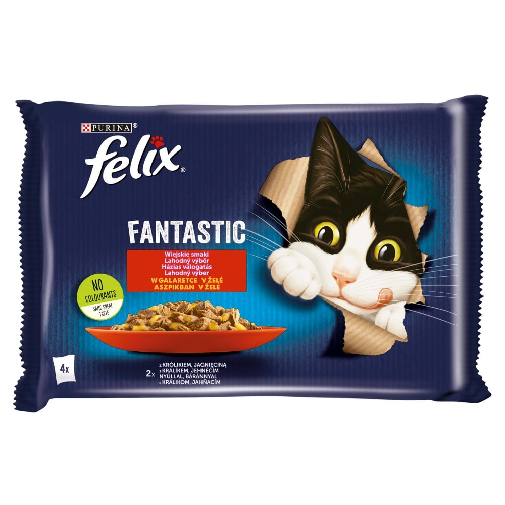 Felix Fantastic Nyúllal/Báránnyal aszpikban nedves macskaeledel