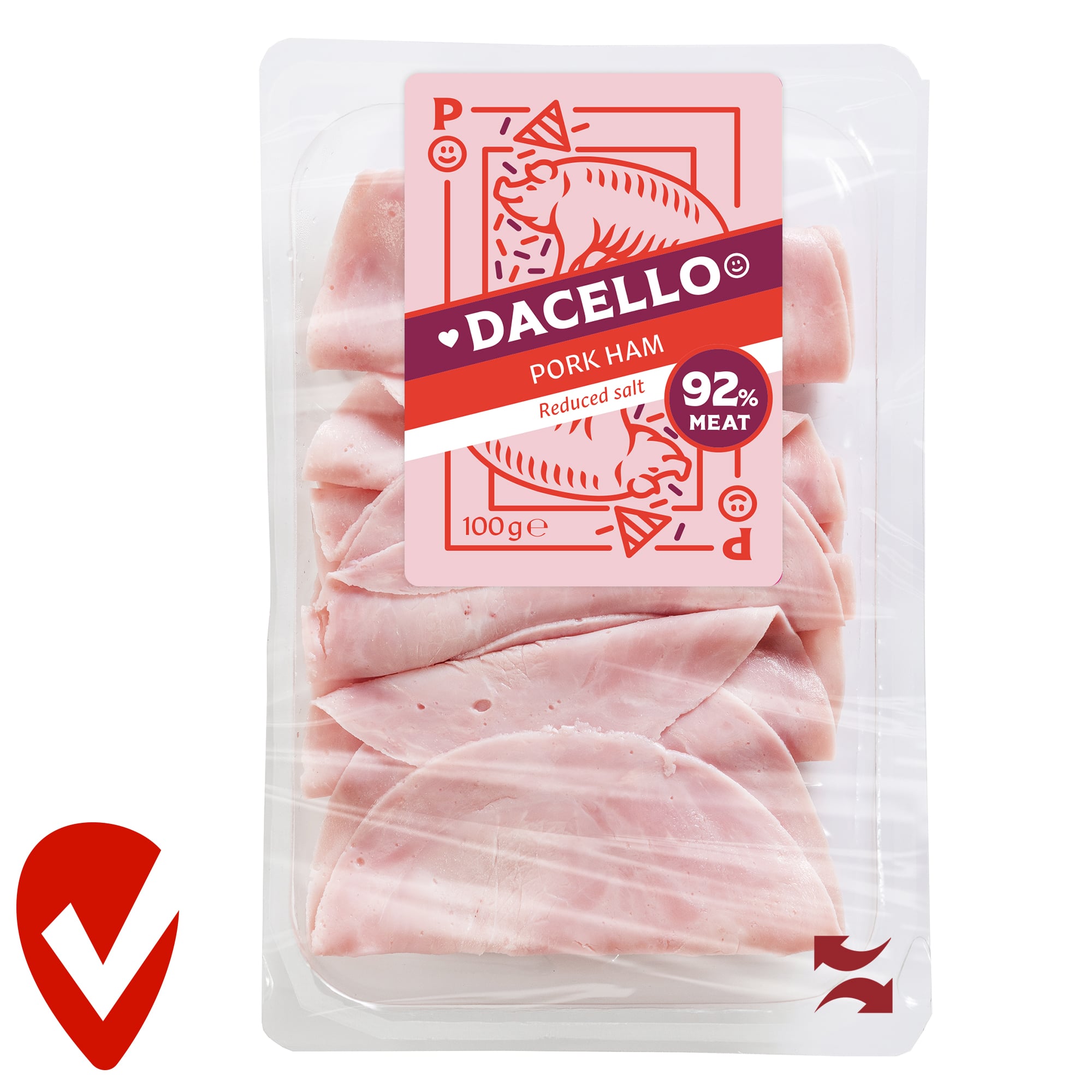 Dacello sertéssonka csökkentett sótartalommal, szeletelt, 92% hústartalommal