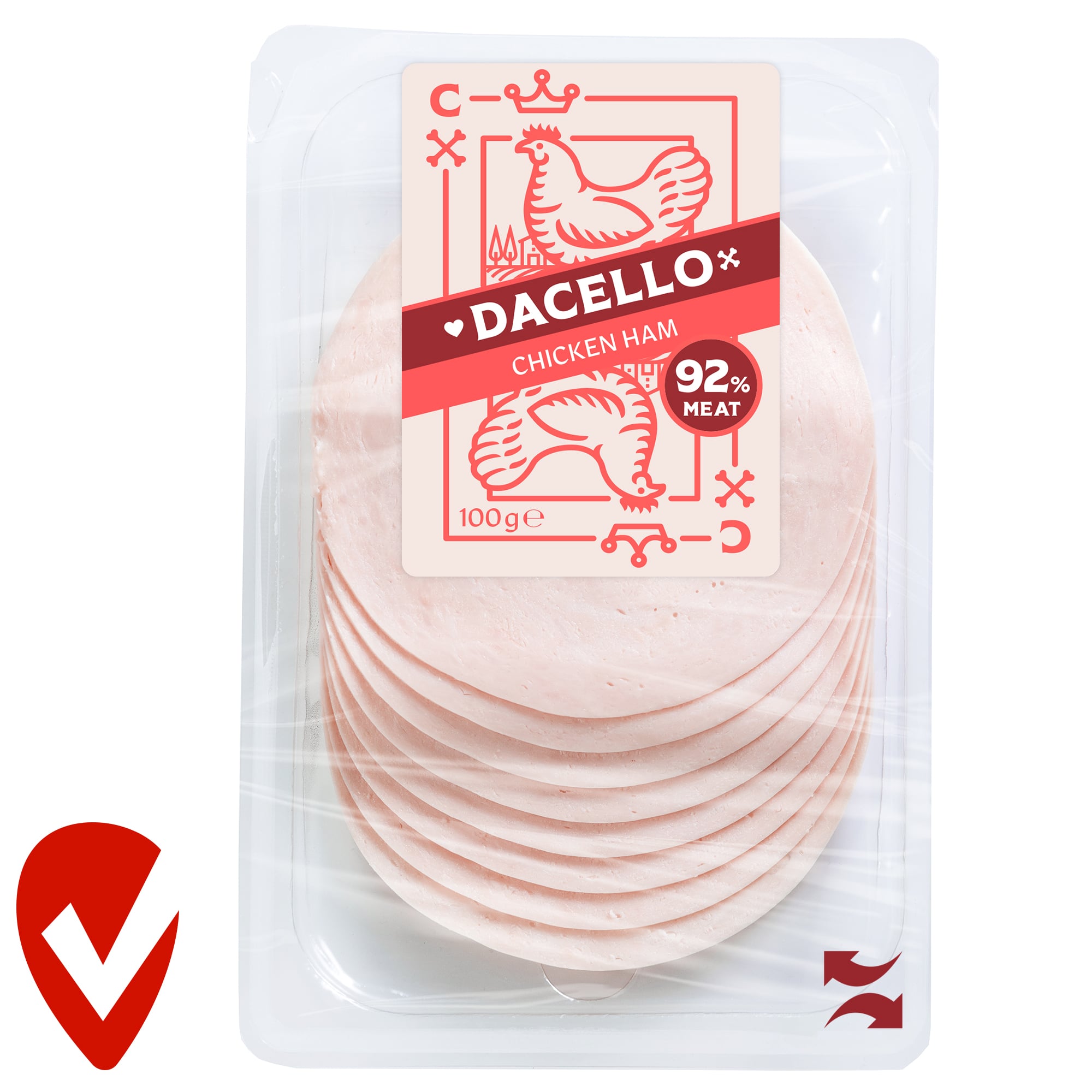 Dacello hőkezelt csirkemellsonka, szeletelt, 92% hústartalommal