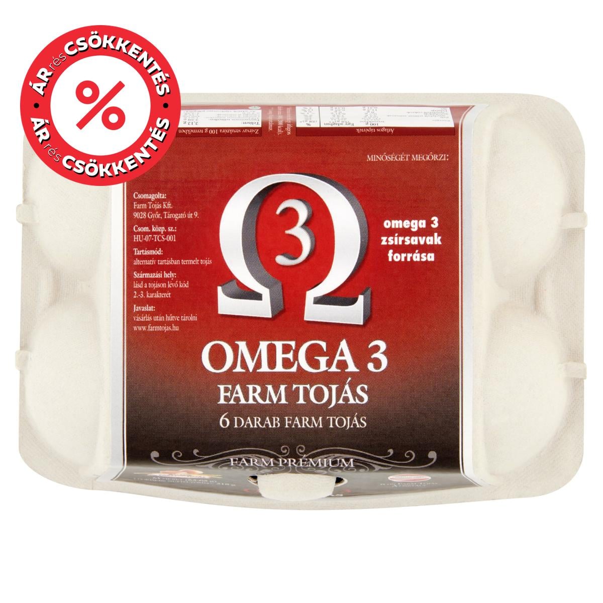 Farm Tojás Omega-3 "A" osztályú mélyalmos tojás M