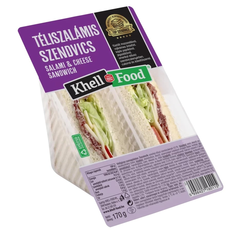 Khell-food téliszalámis szendvics füstölt mozzarellával