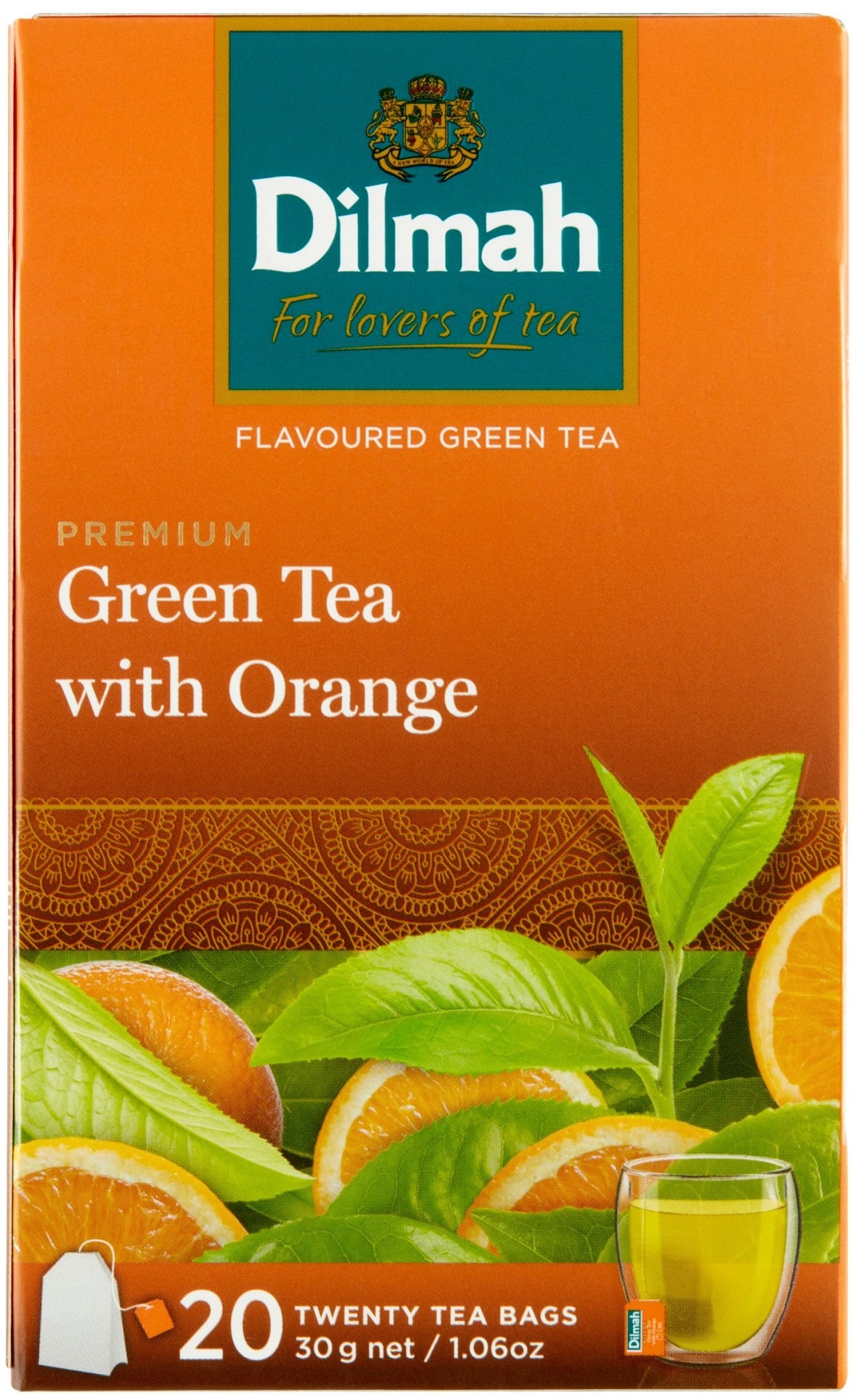 Dilmah Green Tea with Orange zöldtea aromazáró dobozban