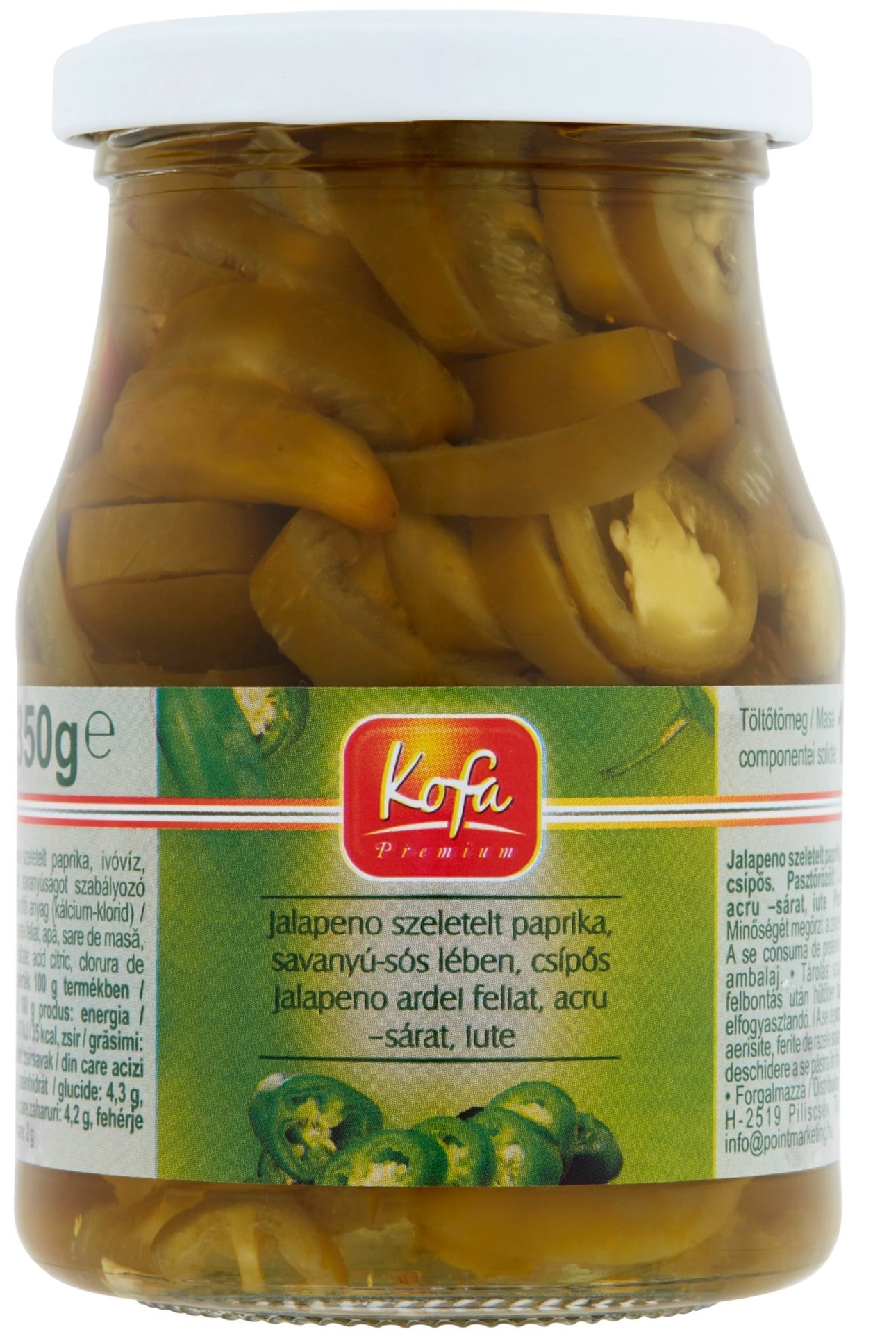 Kofa jalapeno szeletelt paprika, savanyú-sós lében, csípős (350 g)
