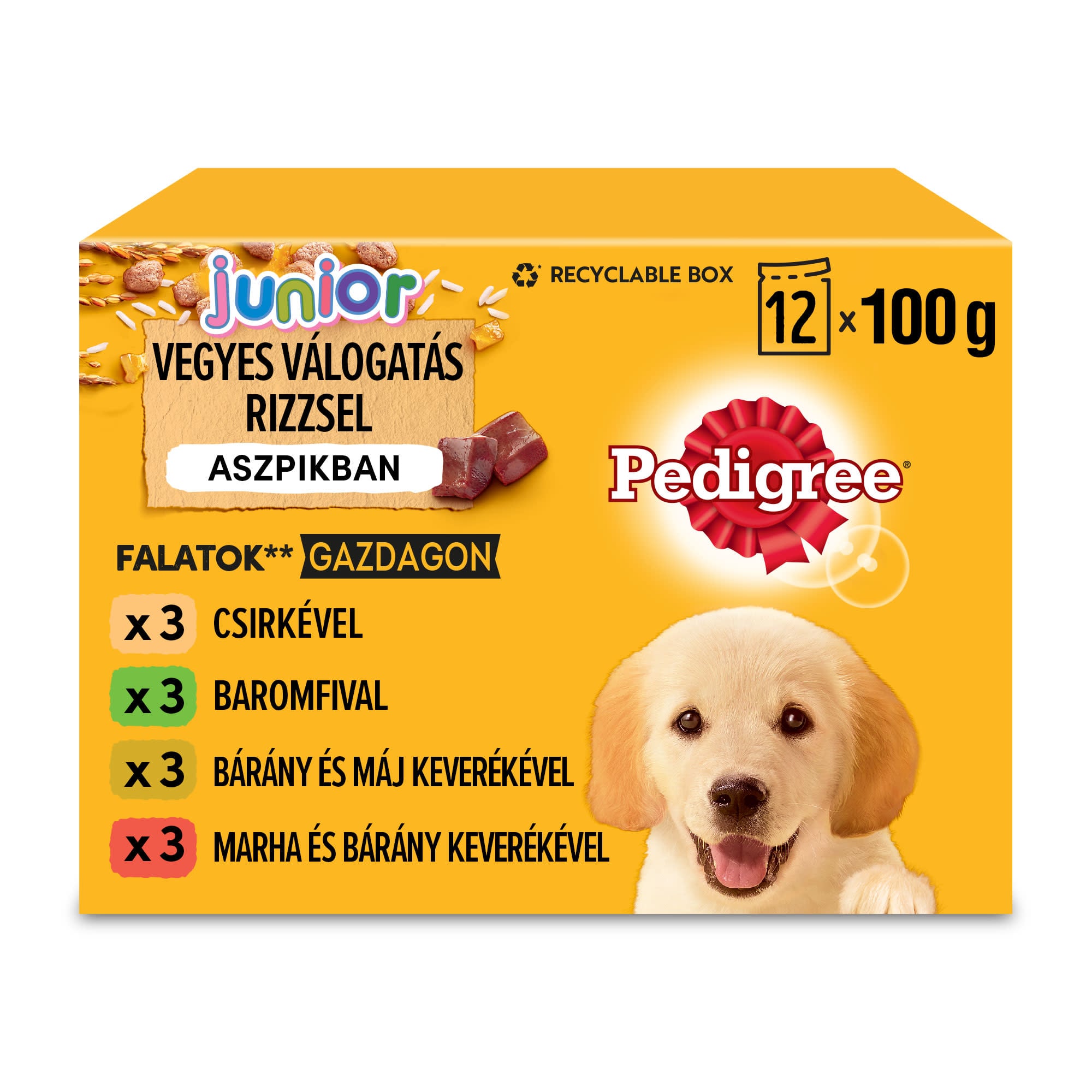 Pedigree tasakos eledel aszpikban kölyökkutyák számára 12 x 100 g