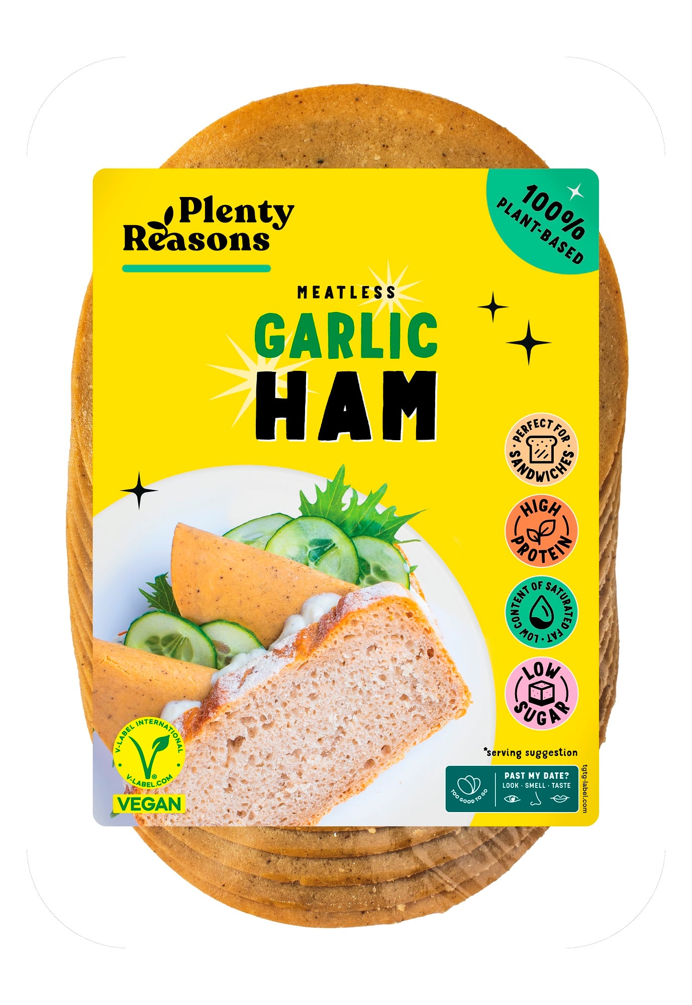 Plenty Reasons Meatless Vegán termék fokhagymás sonka ízzel