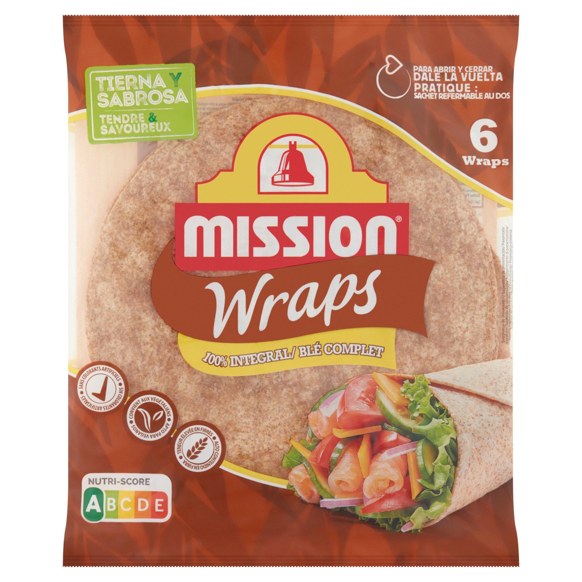Mission Teljes kiőrlésű tortilla - 25 cm, 6 darab