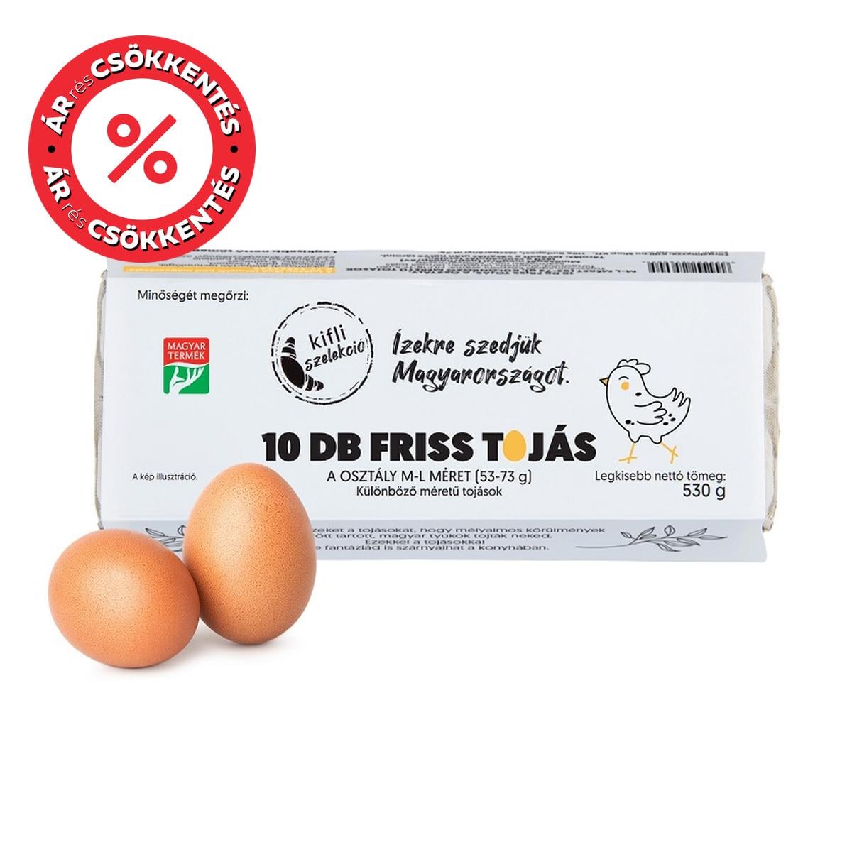 "A" minőségűKifli Szelekció Mélyalmos Tojás "M/L" méretű (10 darab)