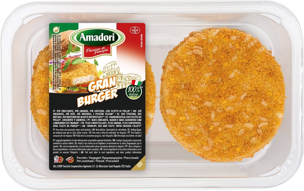 Amadori Gran Burger panírozott hamburger húspogácsa csirkemellből