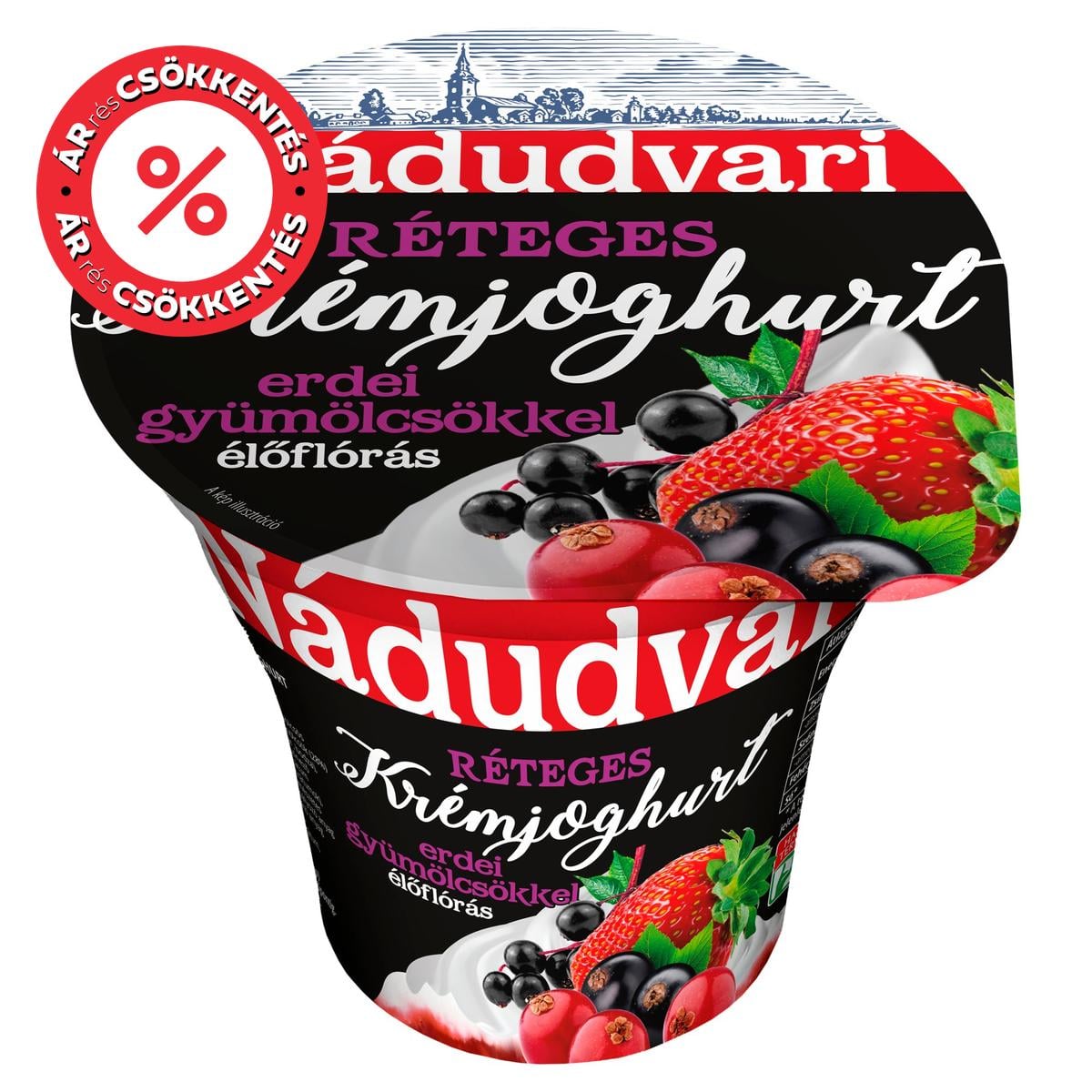 Nádudvari élőflórás, réteges krémjoghurt erdei gyümölcsökkel