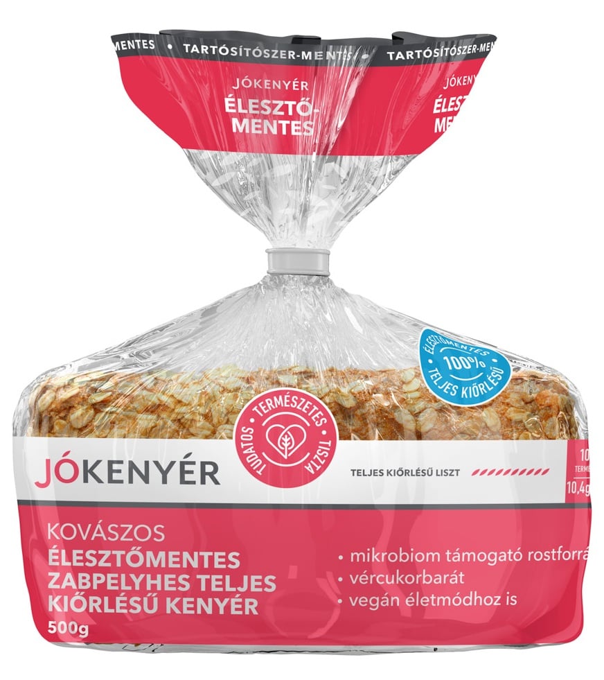 JÓkenyér Kovászos élesztőmentes teljeskiőrlésű zabpelyhes kenyér