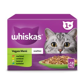 Whiskas tasakos eledel vegyes válogatás felnőtt macskák számára, 12x85 g