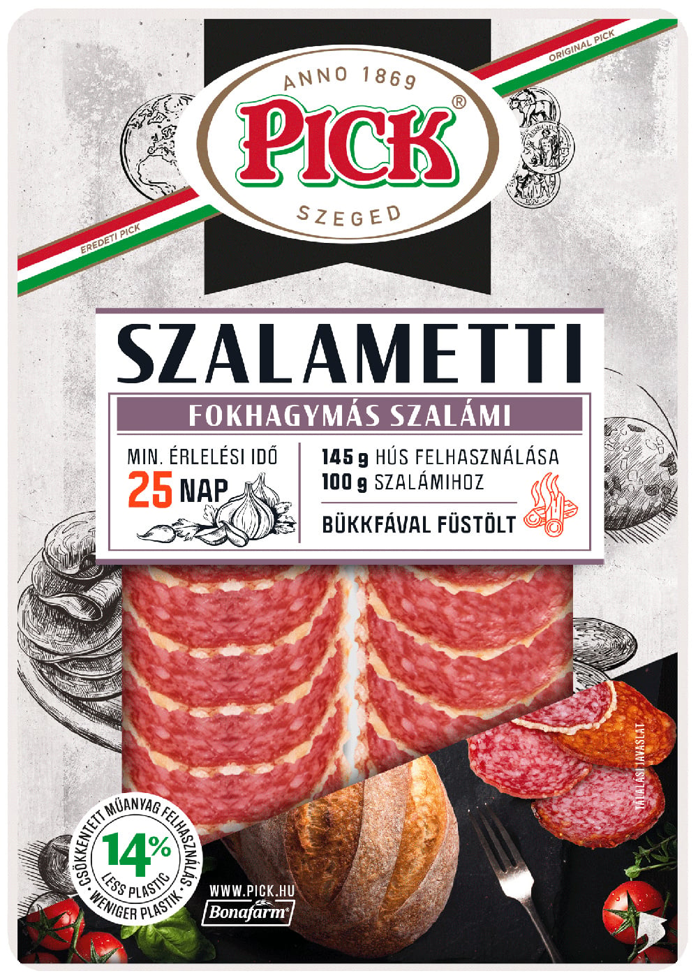 Pick Szalametti fokhagymás szalámi szeletelt