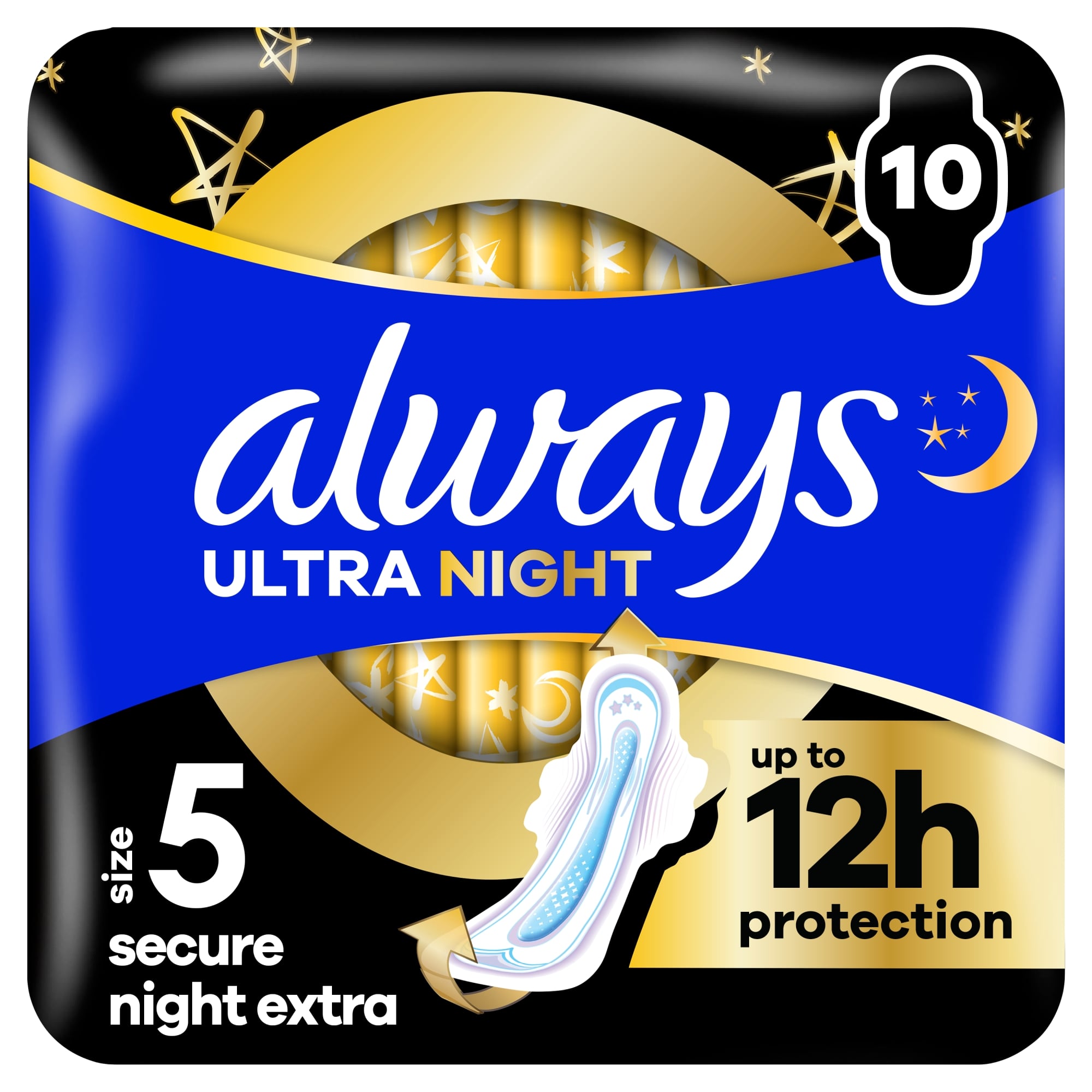 Always Ultra Secure Night Extra (5-ös Méretű) Szárnyas Betét Egészségügyi Betét