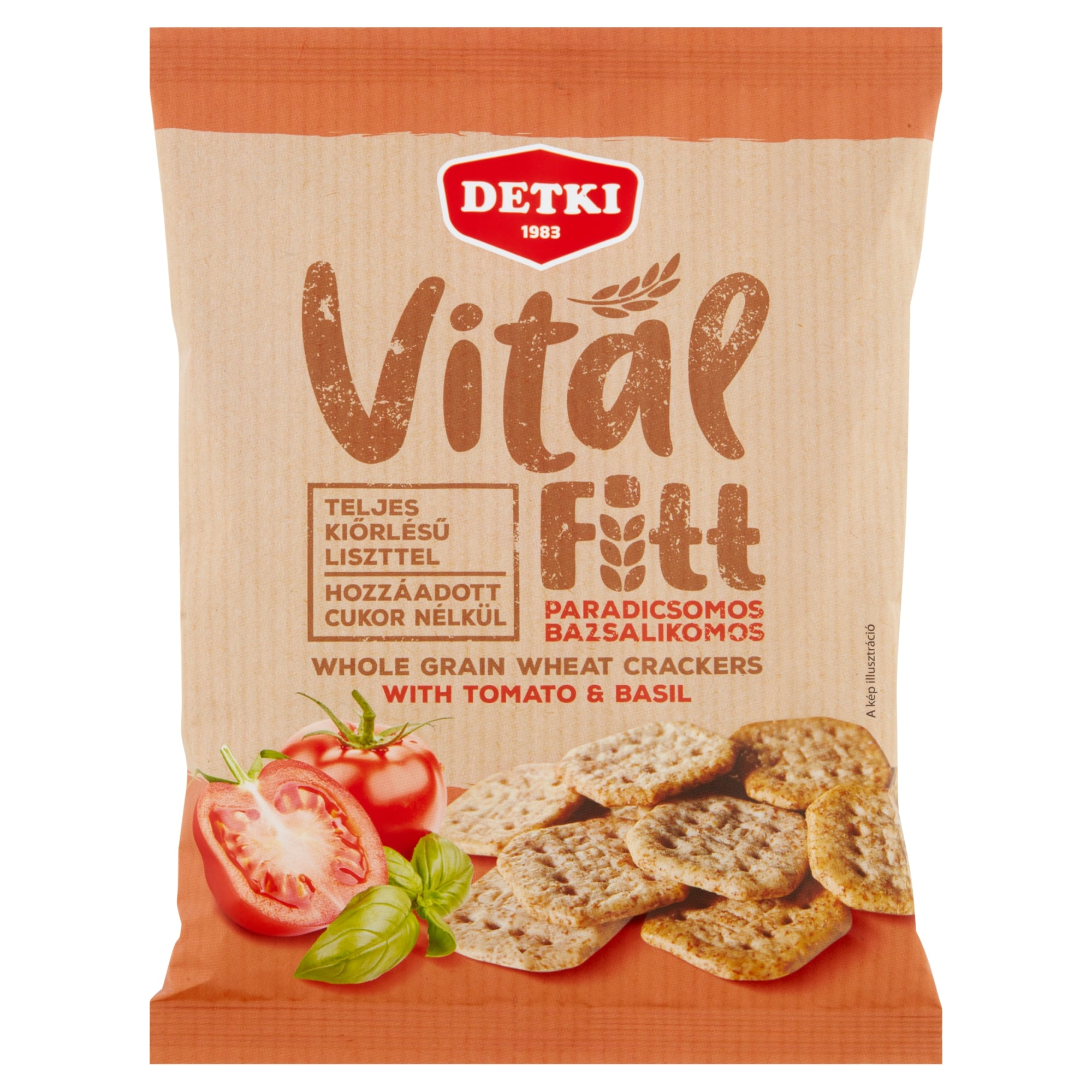 Detki Vitál Fitt teljeskiőrlésű paradicsomos-bazsalikomos kréker