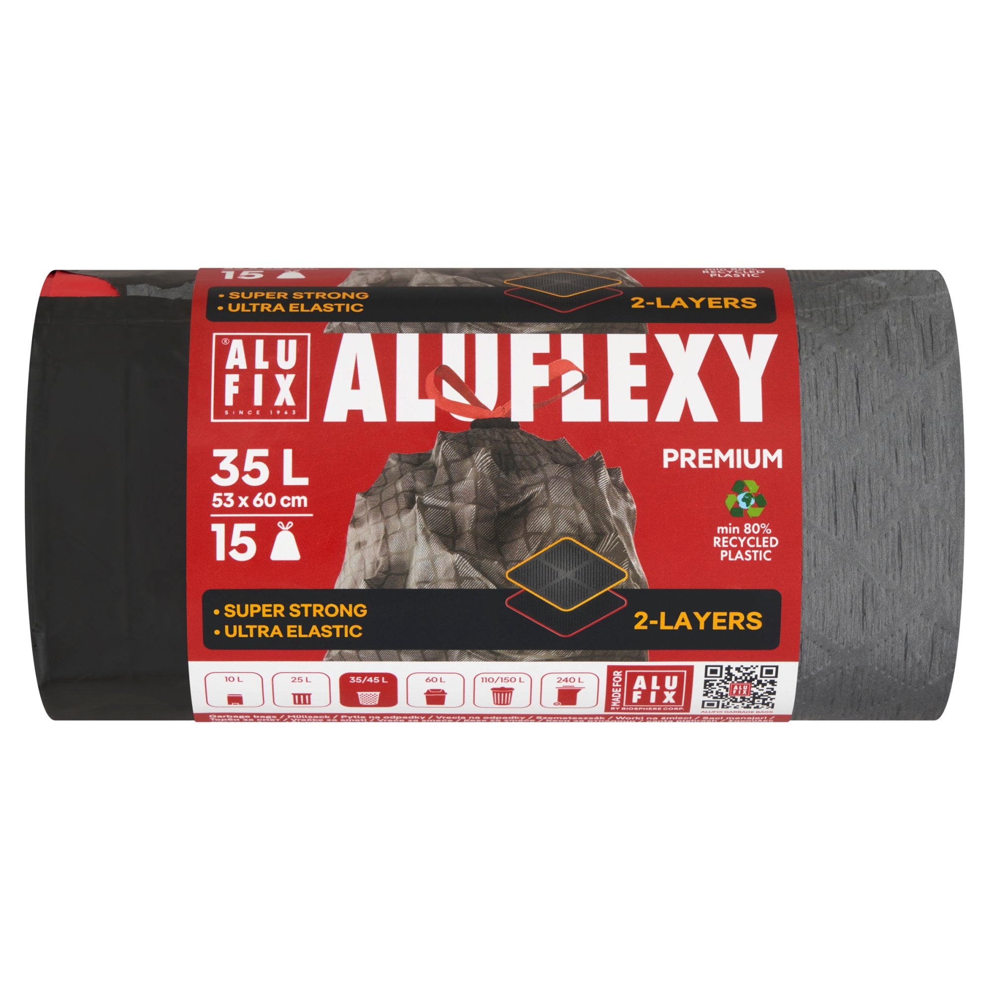 Alufix aluflexy szemeteszsák zárószalagos 35L