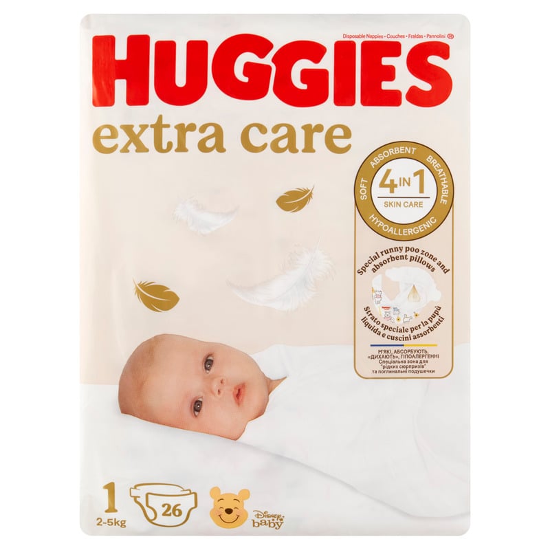 HUGGIES®  Extra Care 1, 2-5 kg, nadrágpelenka