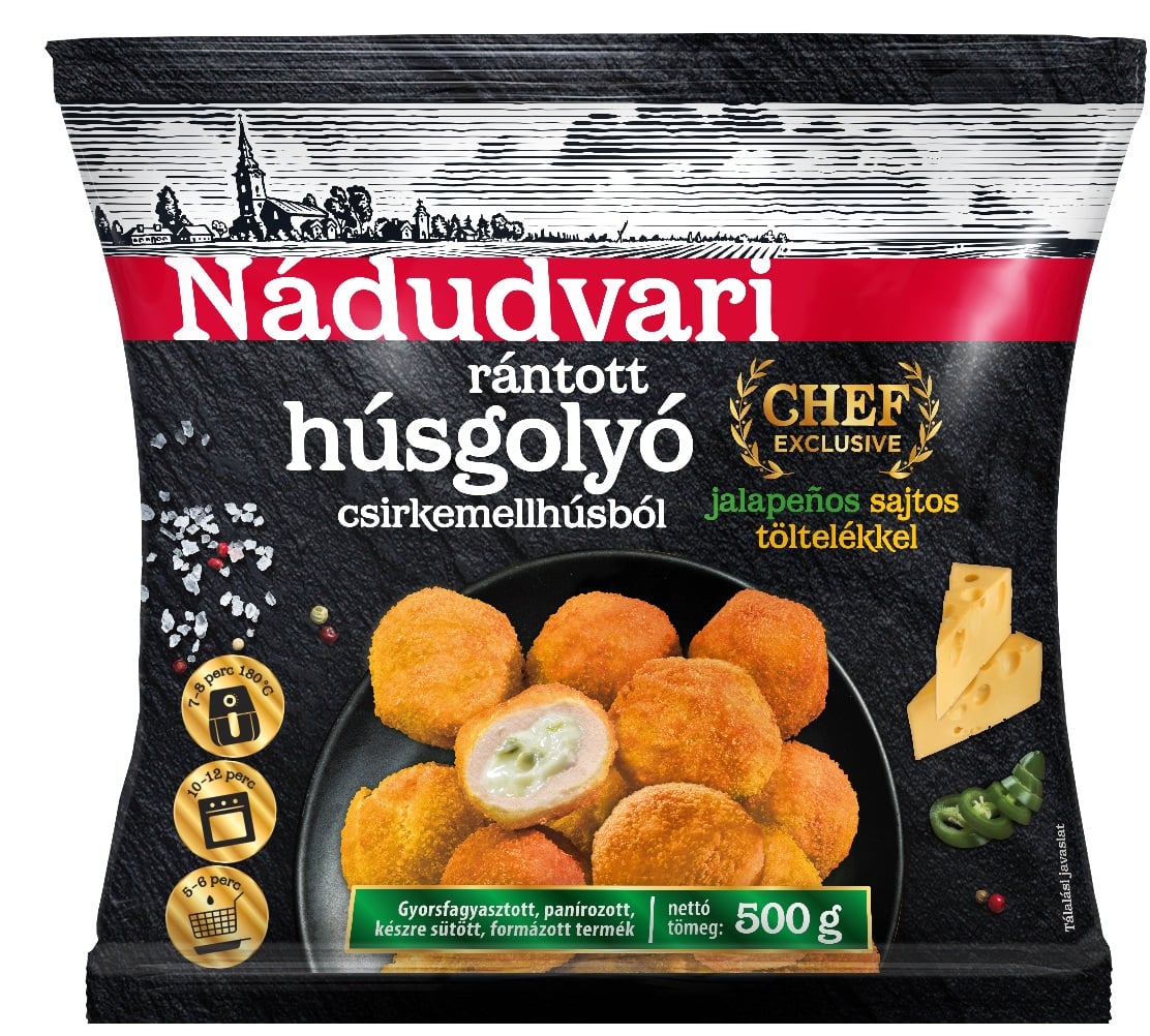 Nádudvari Chef Exclusive rántott húsgolyó csirkemell húsból jalapeno-s – sajtos töltelékkel