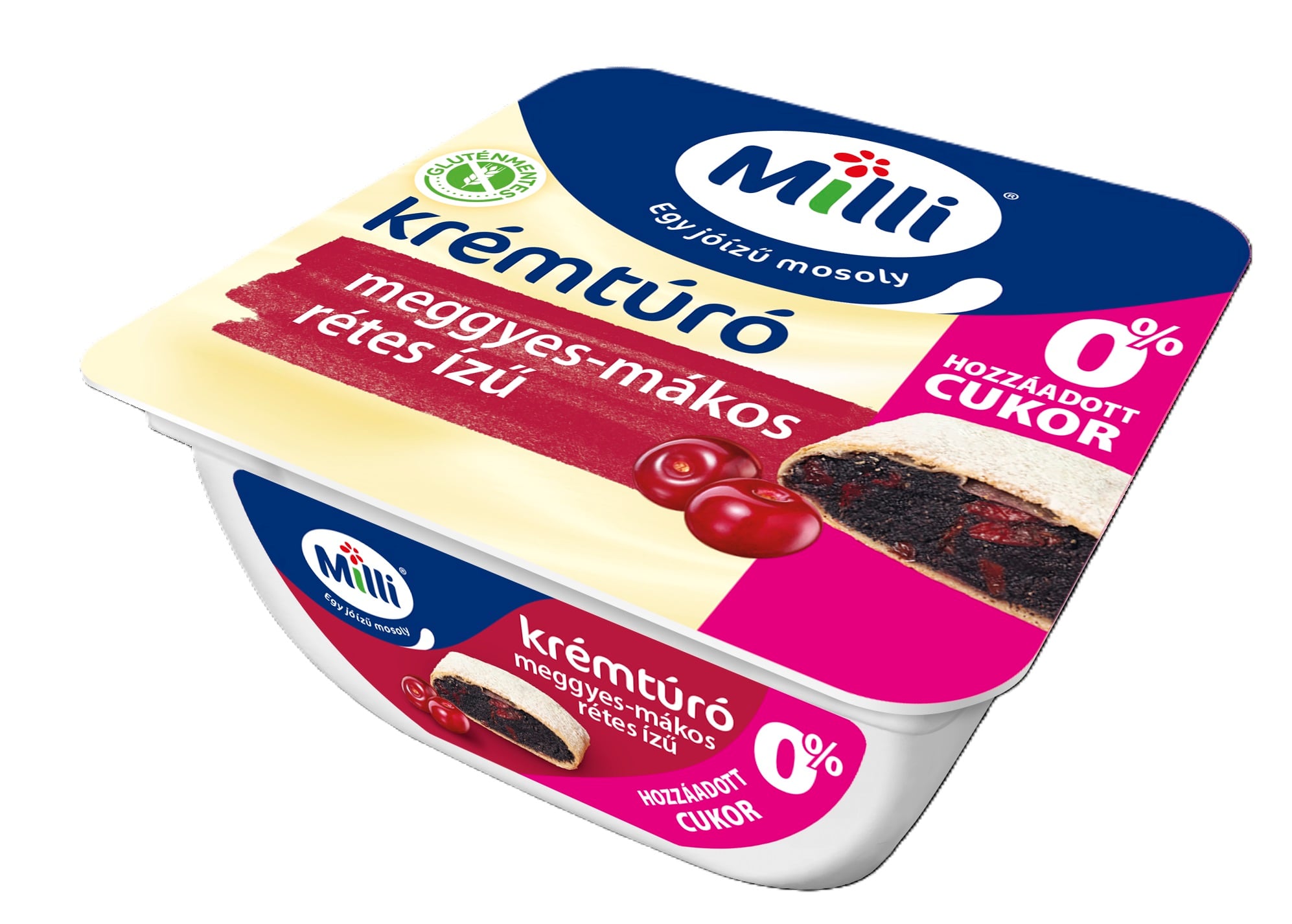 Milli meggyes- mákos rétes ízű krémtúró 0% hozzáadott cukorral
