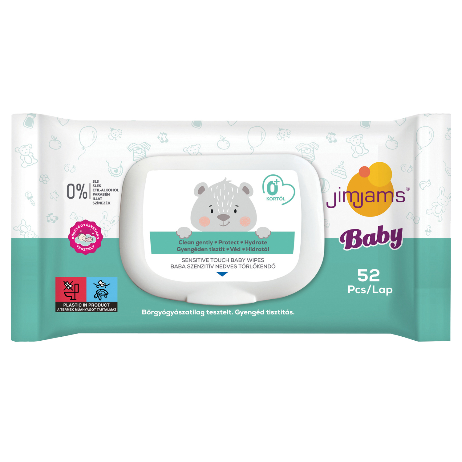 JimJams Baby nedves popsitörlőkendő - illatmentes