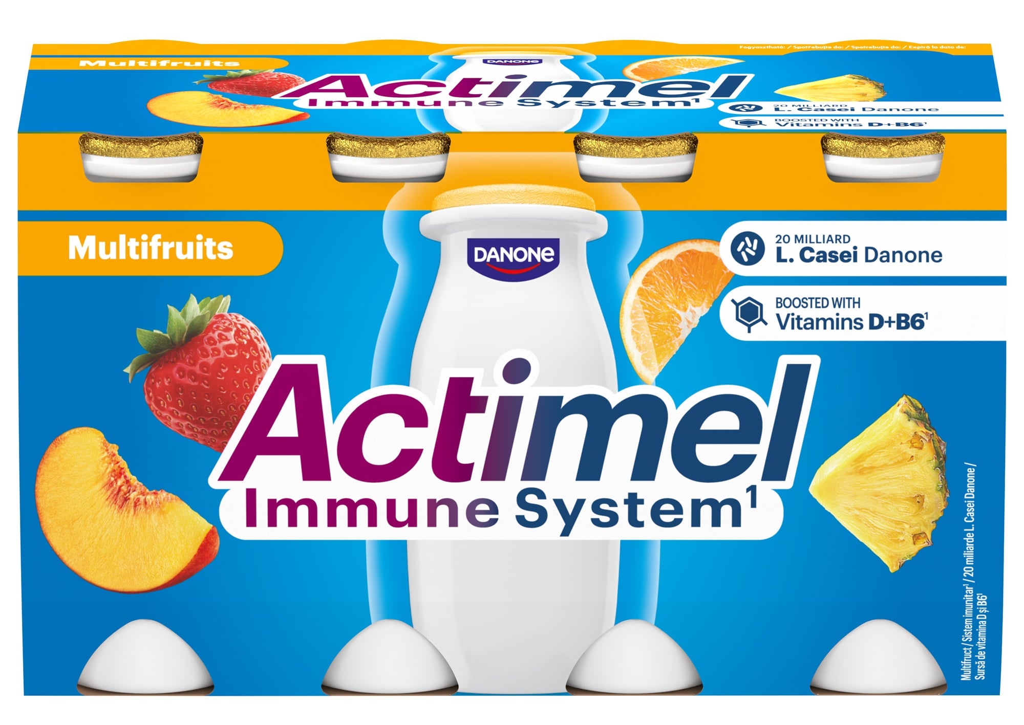 Danone Actimel élőflórás, vegyes gyümölcsízű zsírszegény joghurtital B6- és D-vitaminnal (8x100g)