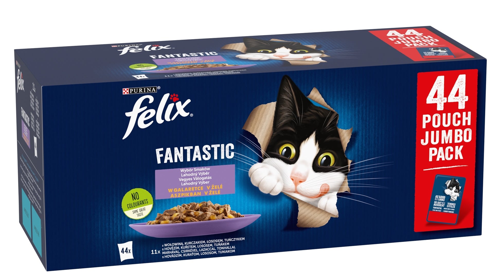 Felix Fantastic Vegyes Válogatás aszpikban nedves macskaeledel, 44 x 85 g