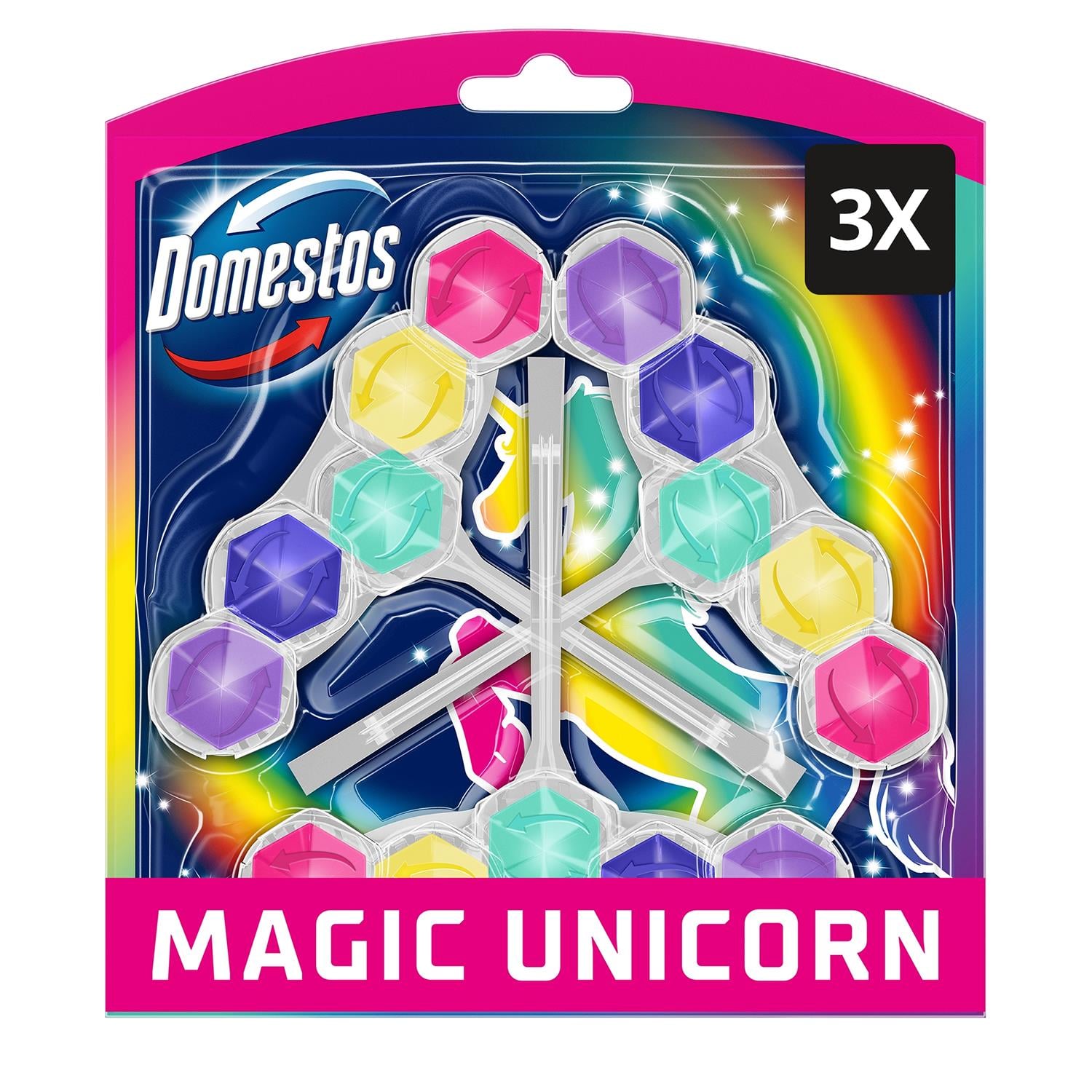 Domestos Power5 Magic Unicorn WC illatosító blokk, 3x50 g