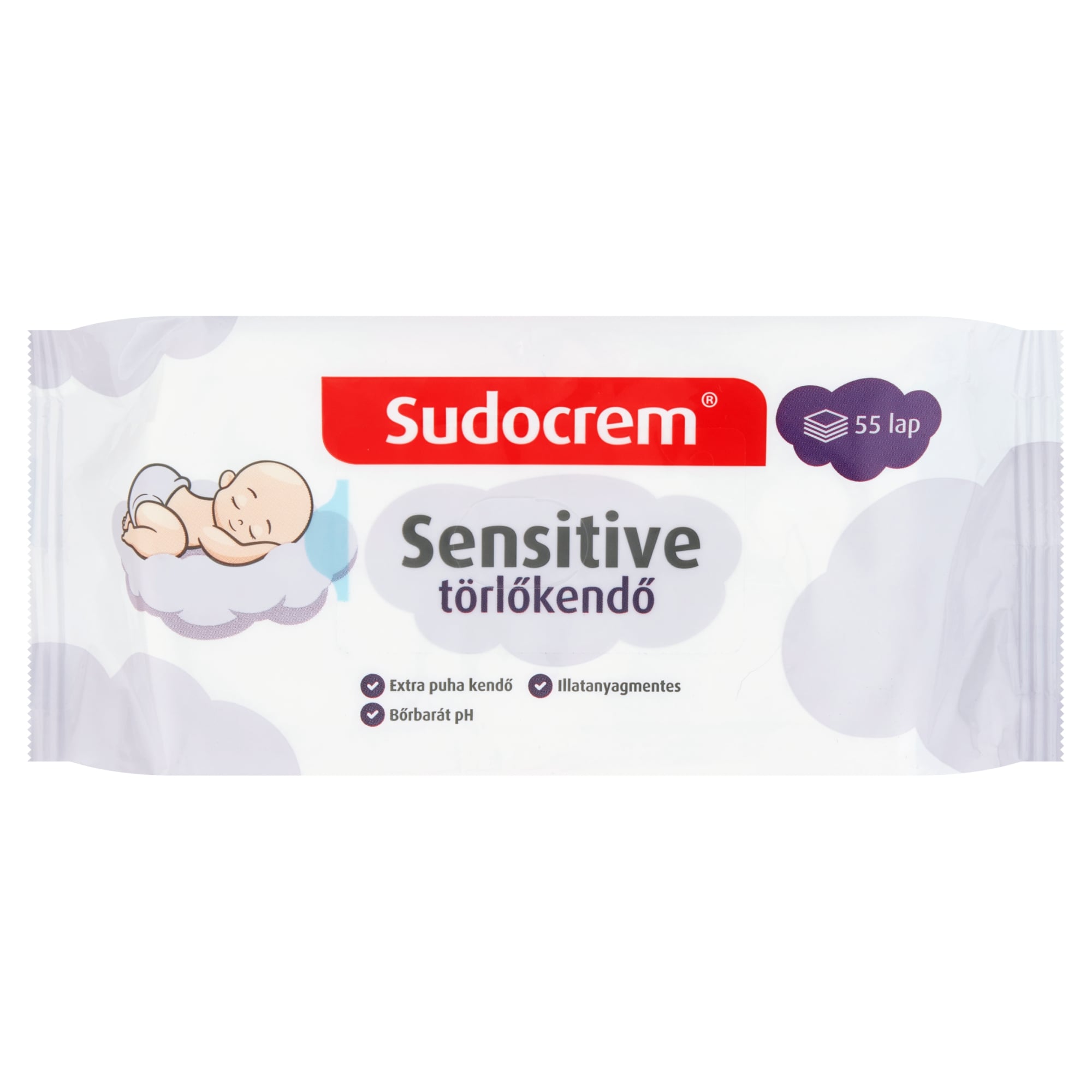 Sudocrem Sensitive nedves törlőkendő 55 lapos