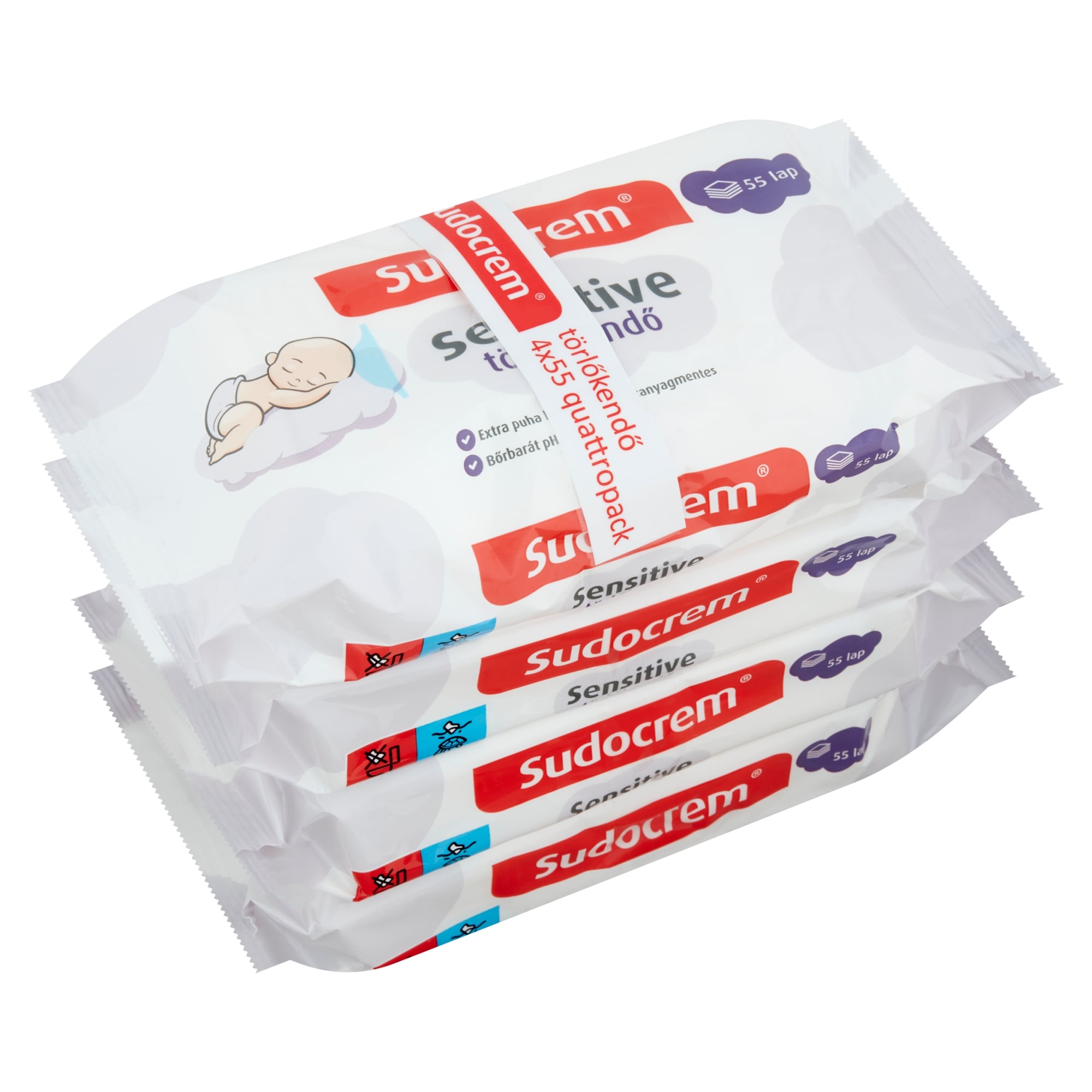 Sudocrem Sensitive nedves törlőkendő 4x55 lapos