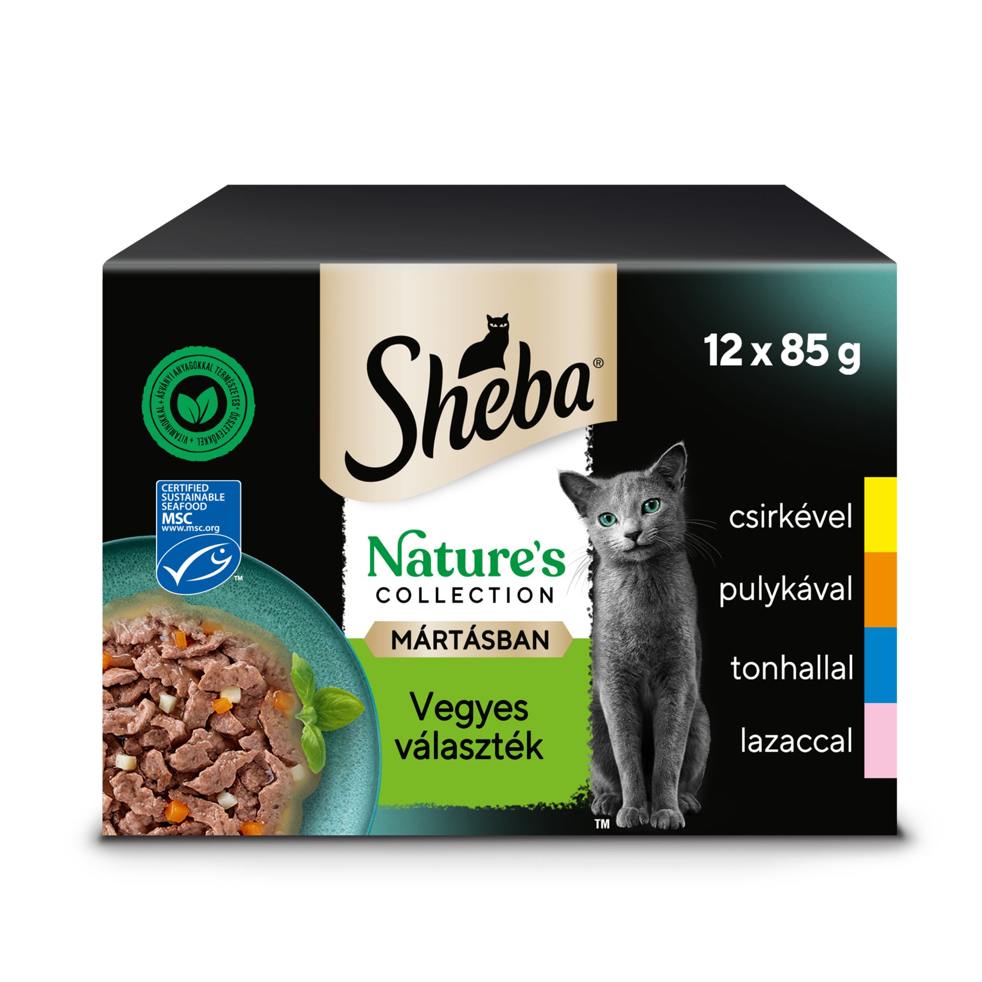 Sheba Nature's collection tasakos eledel vegyes választék mártásban felnőtt macskák számára (12pack)