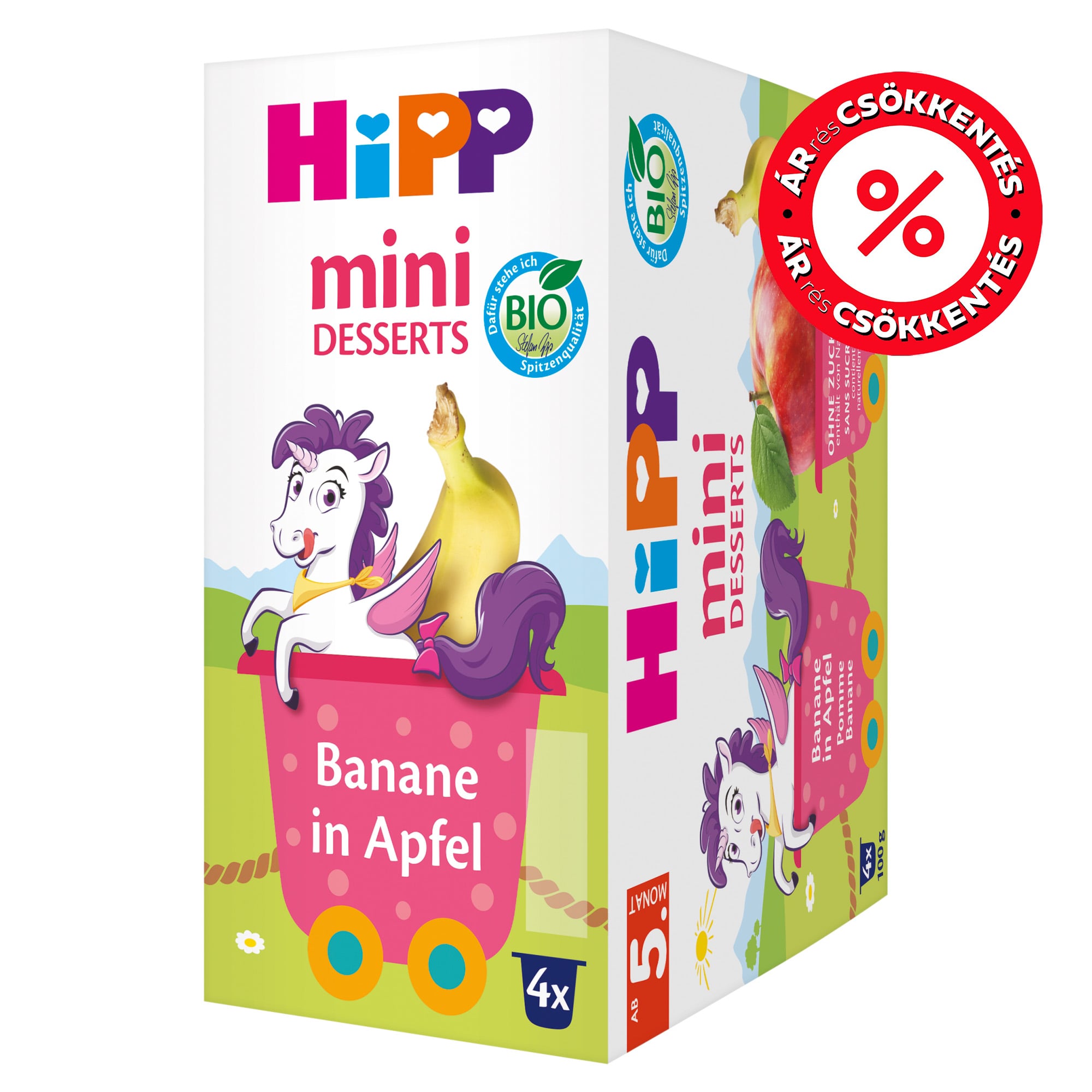 Hipp Bio Banán almában poharas desszert 4 hónapos kortól (4x100g)