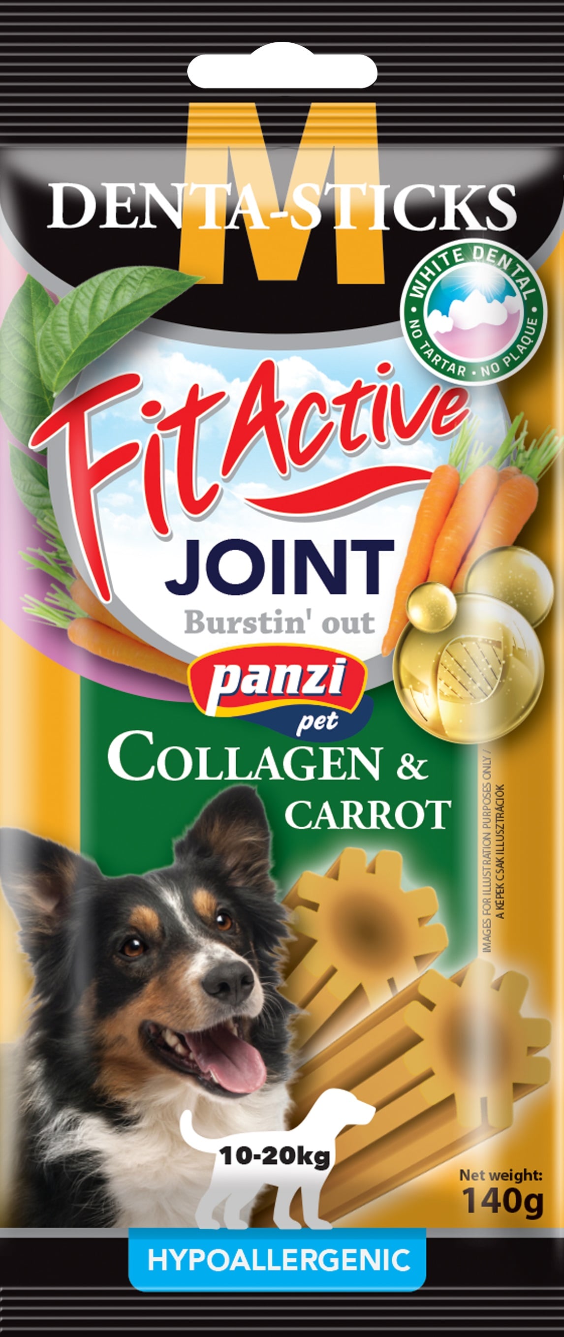 FitActive Hypoallergenic Denta-Sticks Joint Collagen & Carrot - Ízülettámogató és fogtisztító rágórudak (M méret)