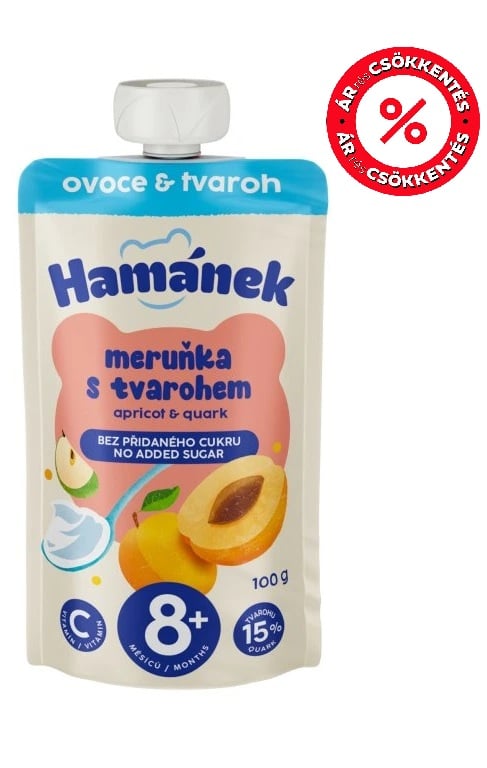 Hamánek desszert alma sárgabarack túró tasakos 6 hónapos kortól
