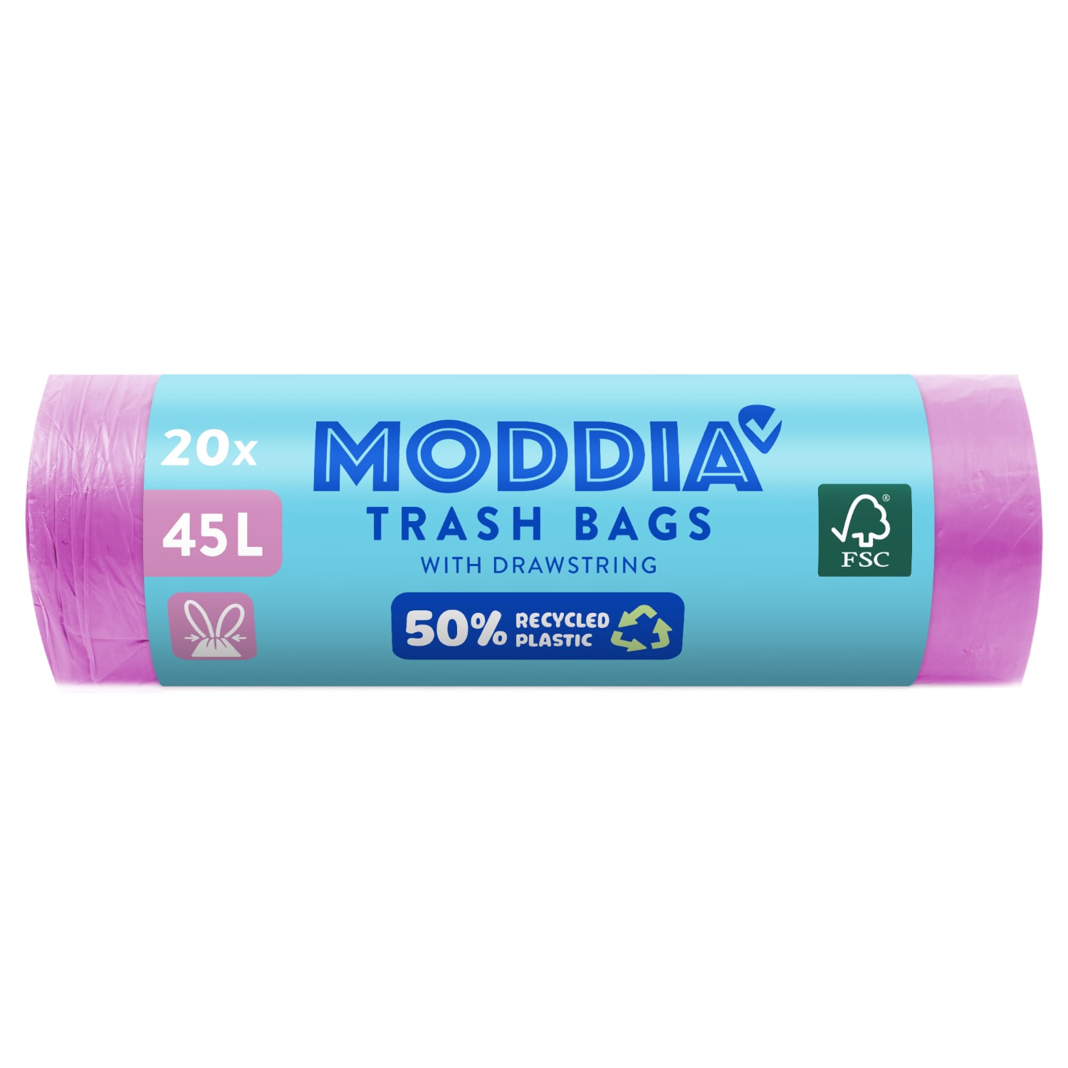 Moddia szemeteszsák zárószalaggal 45l rózsaszin